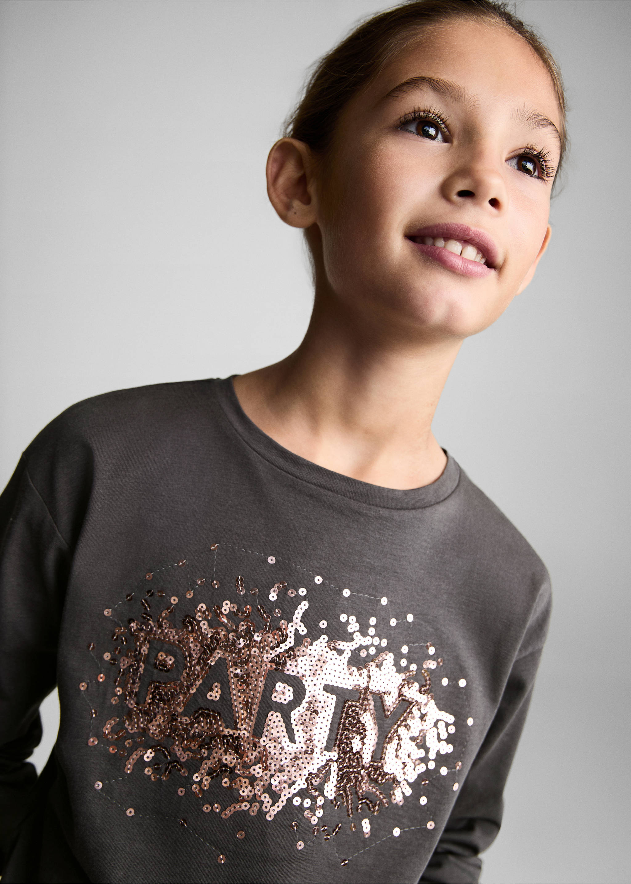 T-shirt imprimé paillettes - Détail de l'article 1, Gris anthracite. Ref: 77019239-00.