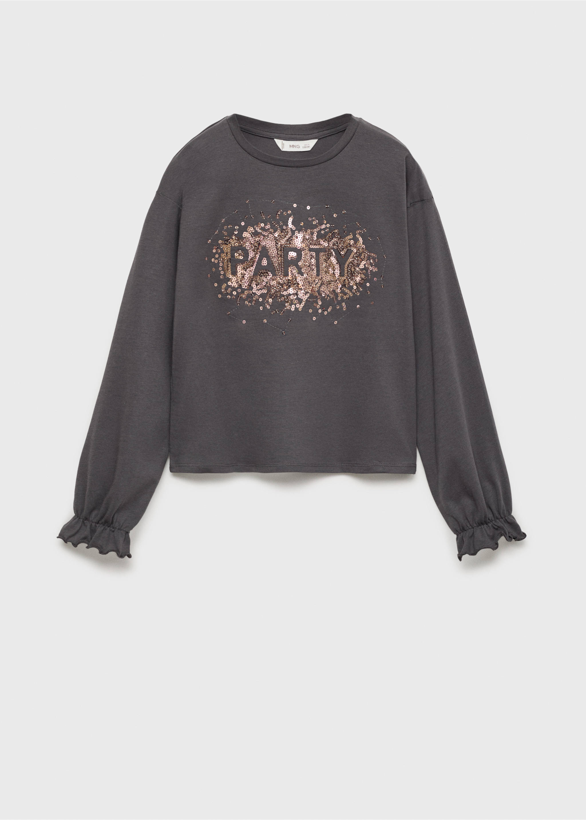 Sequins printed t-shirt - Article without model, Charcoal. Ref: 77019239-00.