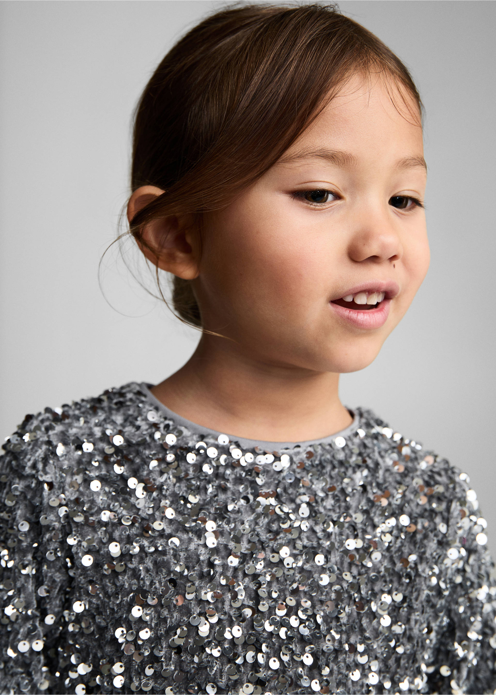 Sequin T-shirt - Details of the article 1, Silver. Ref: 77019240-00.