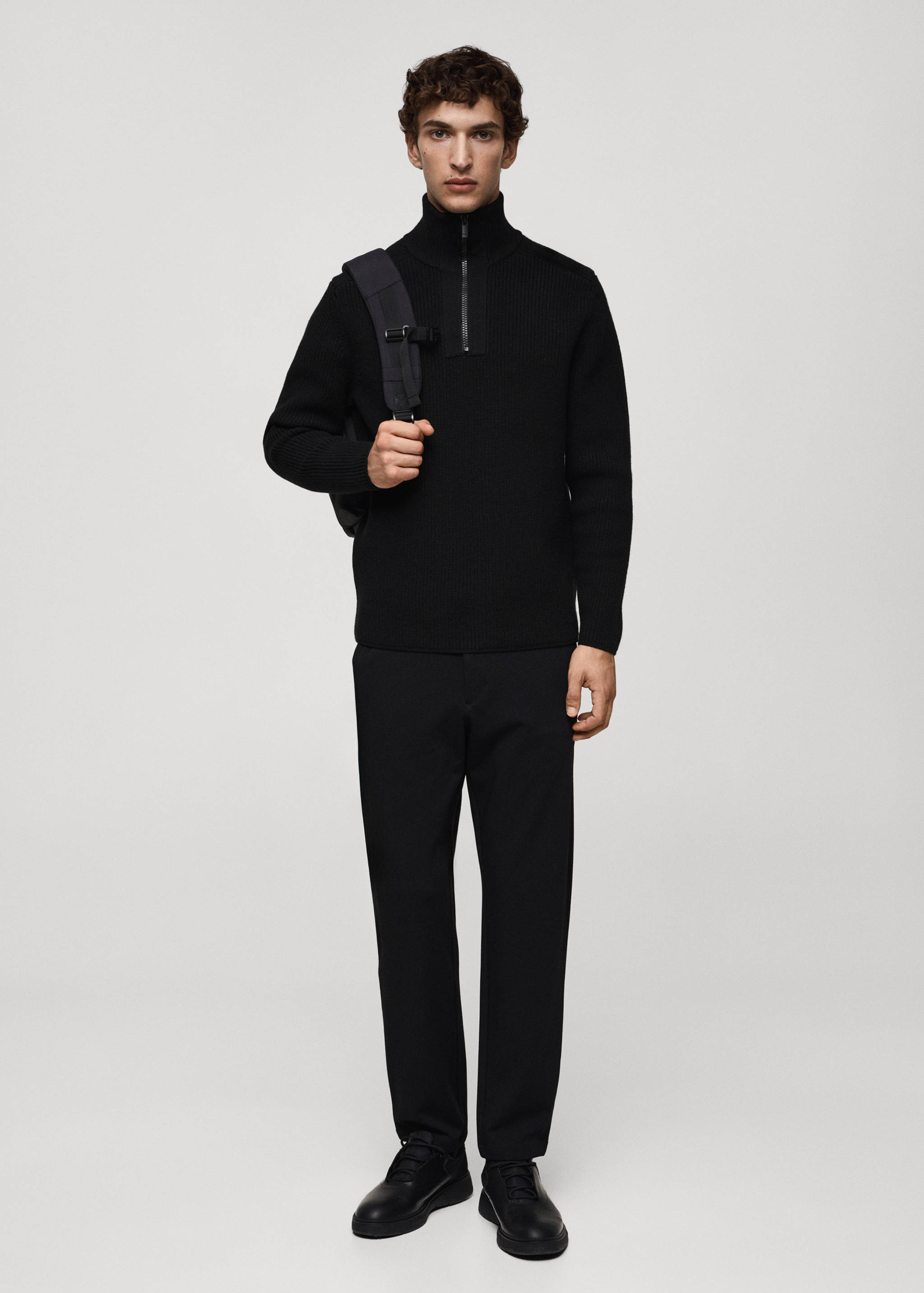 Coolmax® breathable wool-blend sweater with zip - General plane