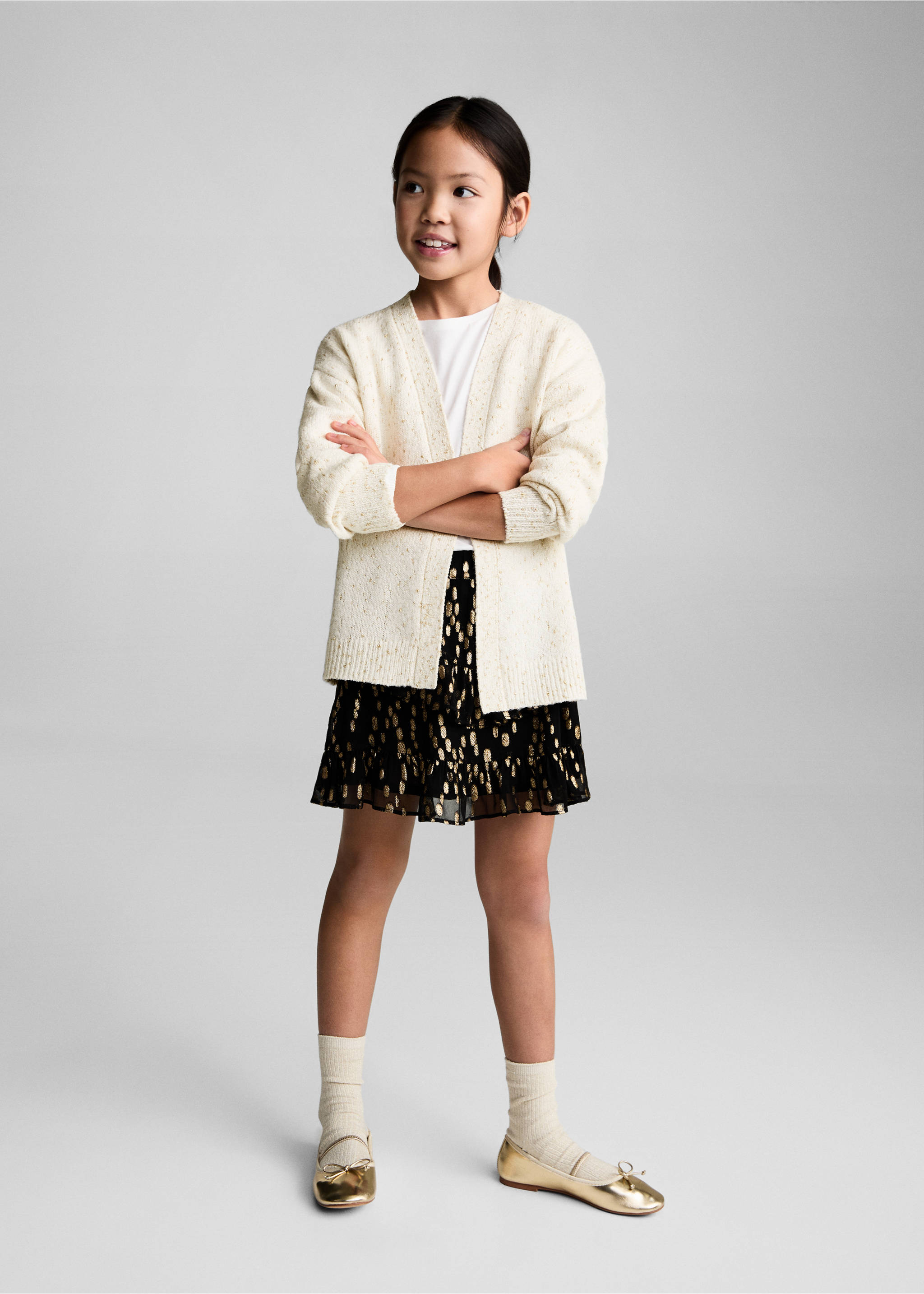 Metallic detail cardigan - General plane, Ecru. Ref: 77019246-00.