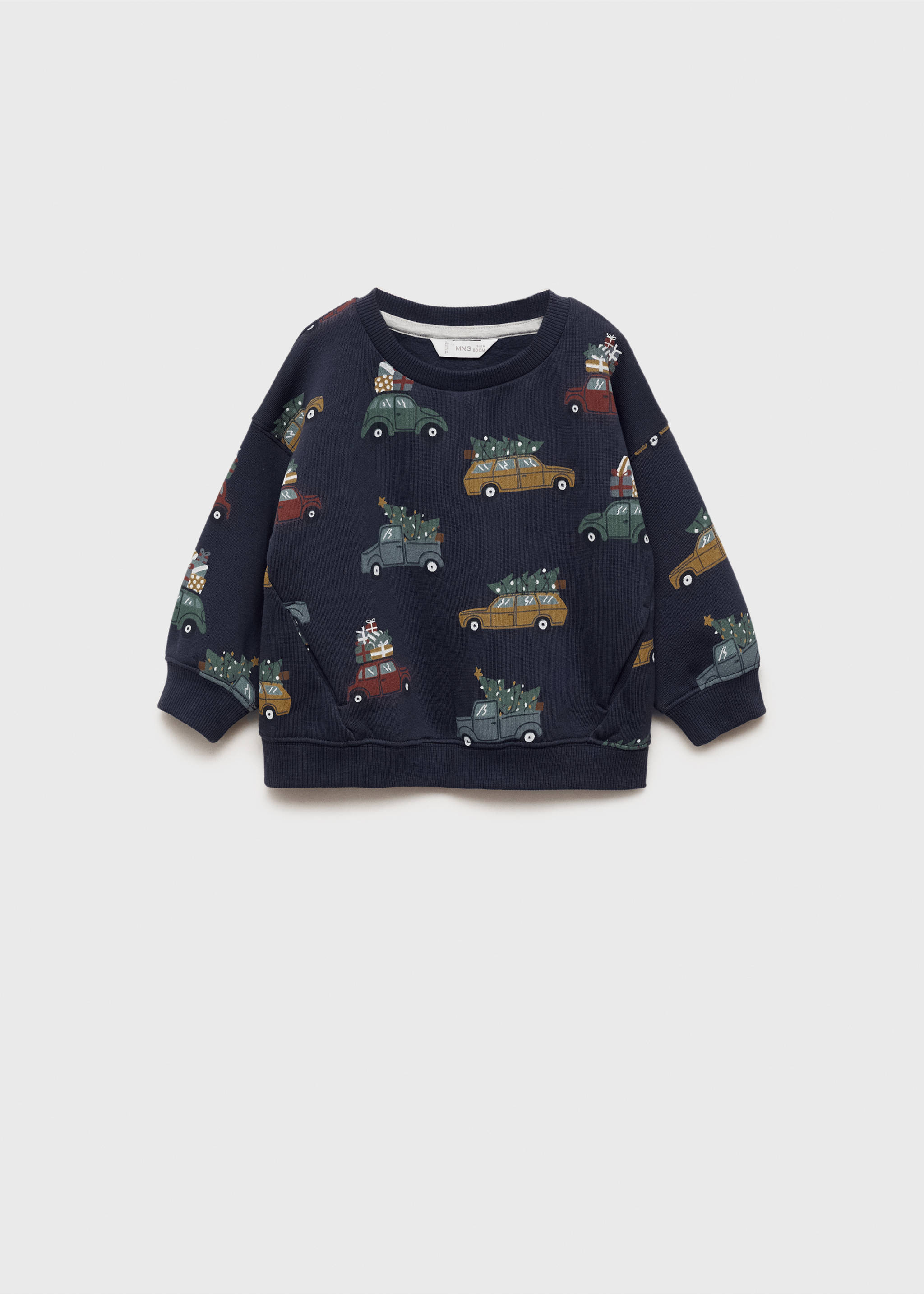 Christmas-print sweatshirt - Article without model, Dark Navy. Ref: 77019409-00.