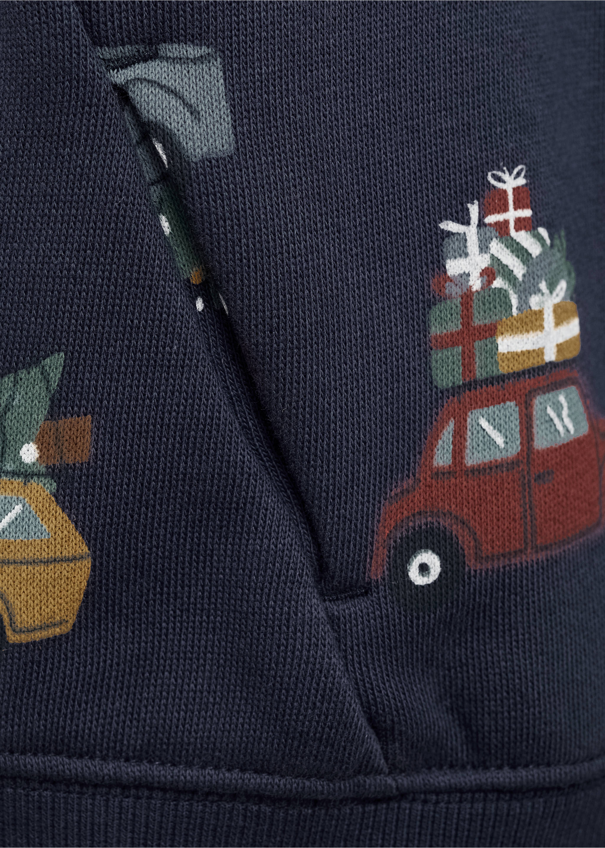 Christmas-print sweatshirt - Details of the article 8, Dark Navy. Ref: 77019409-00.