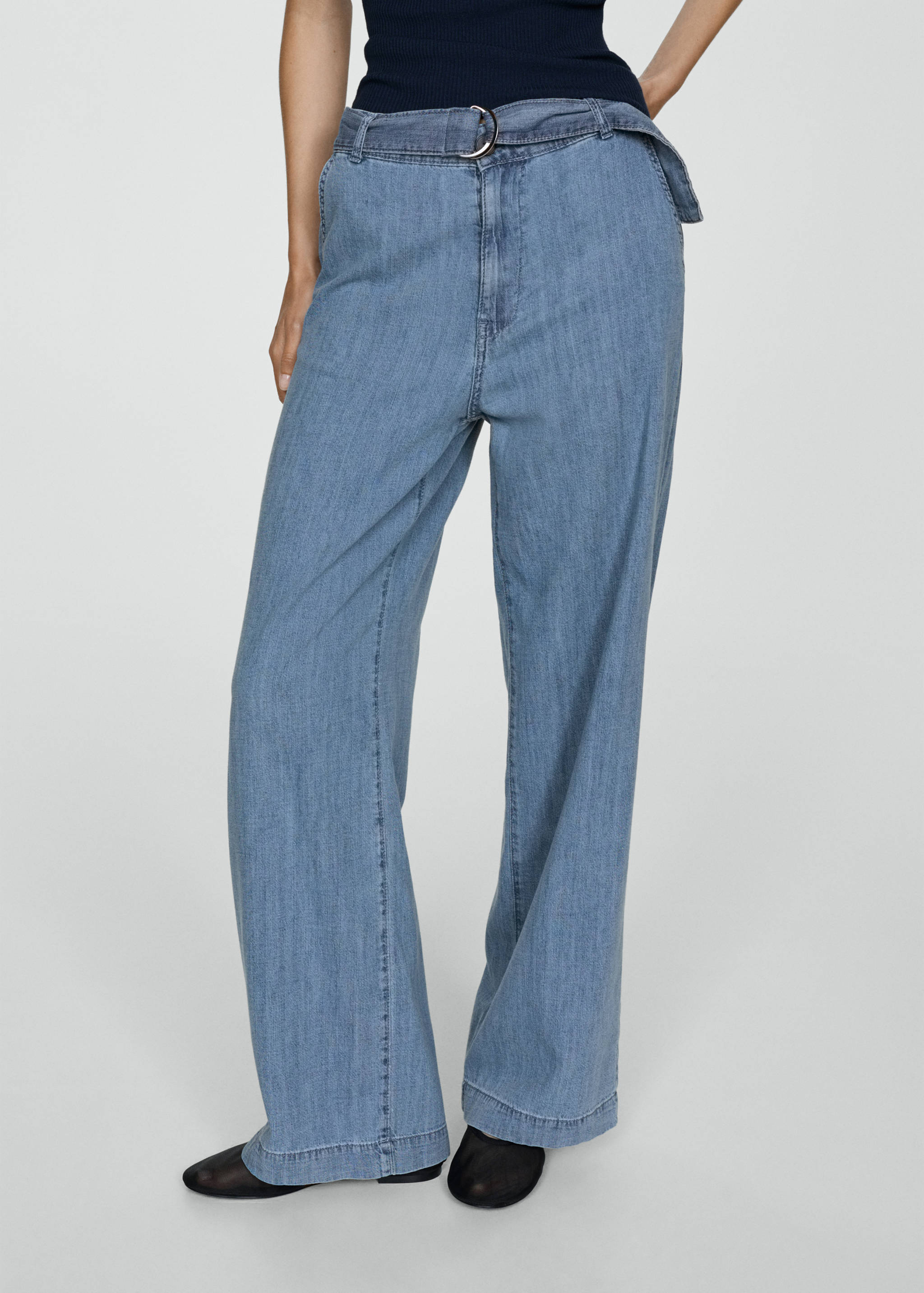 Flowy wide leg trousers with belt - Medium plane