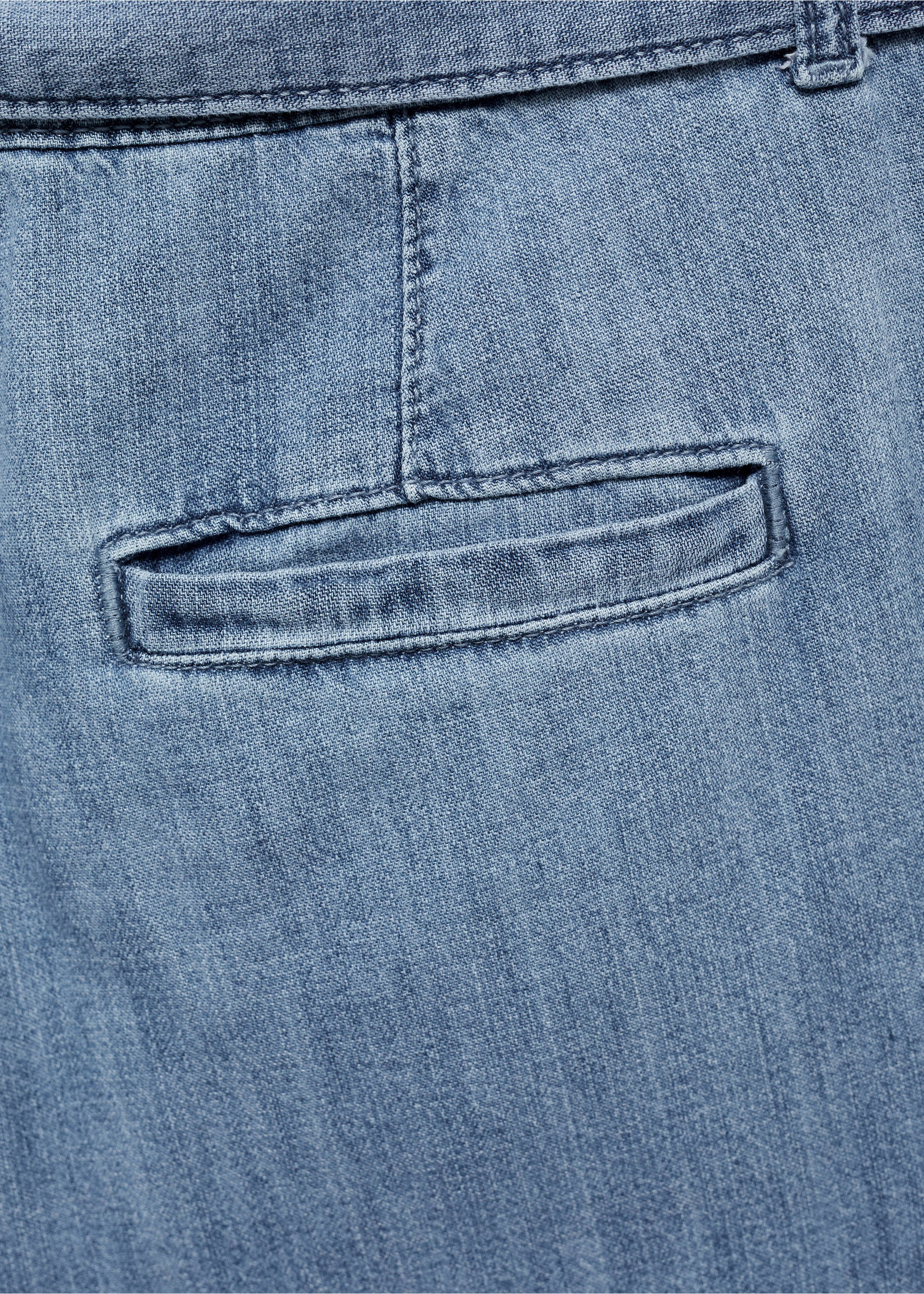 Flowy wide leg trousers with belt - Details of the article 0, Medium Blue. Ref: 77020284-00.