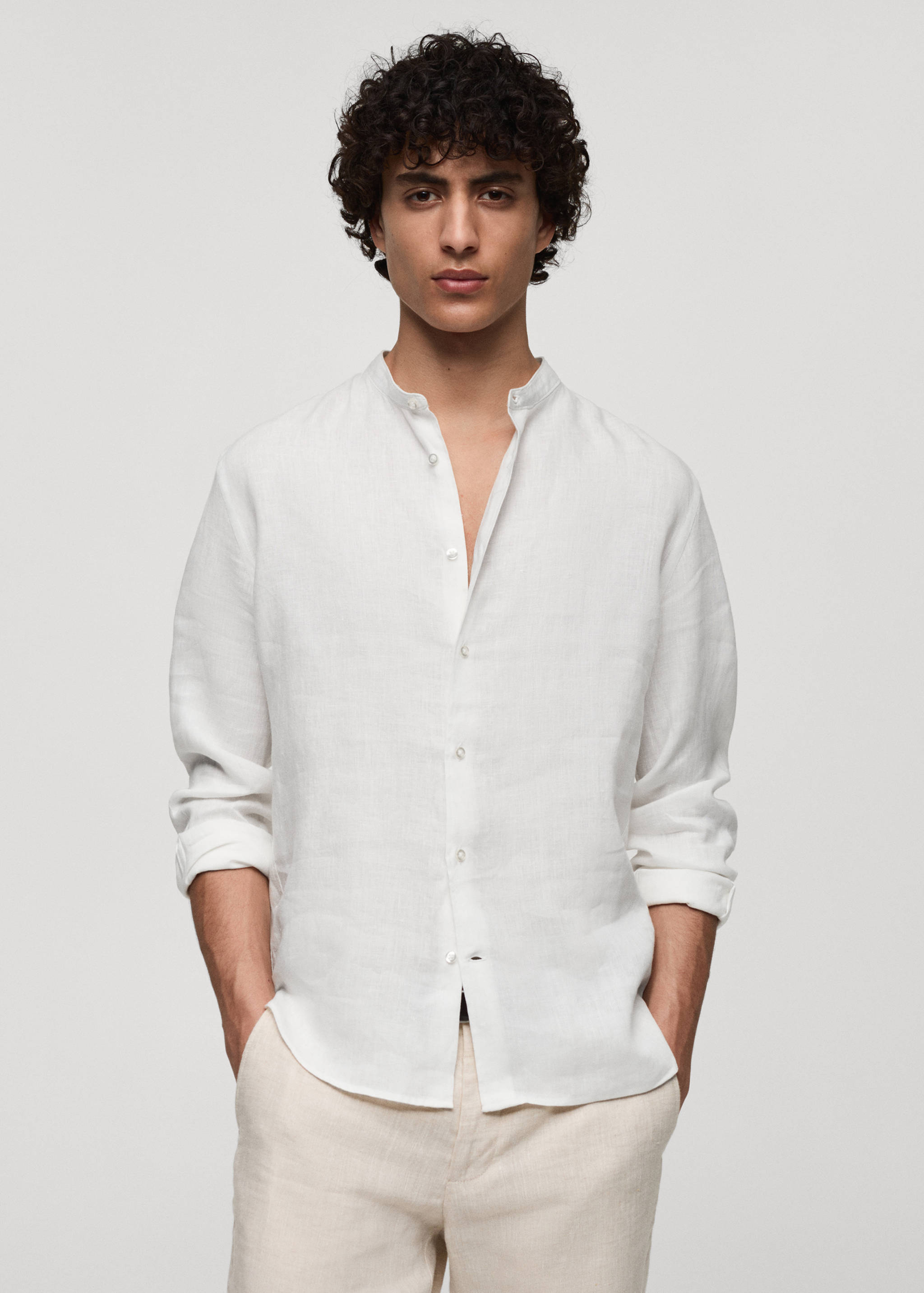 T-shirt col tunisien maille - Plan moyen