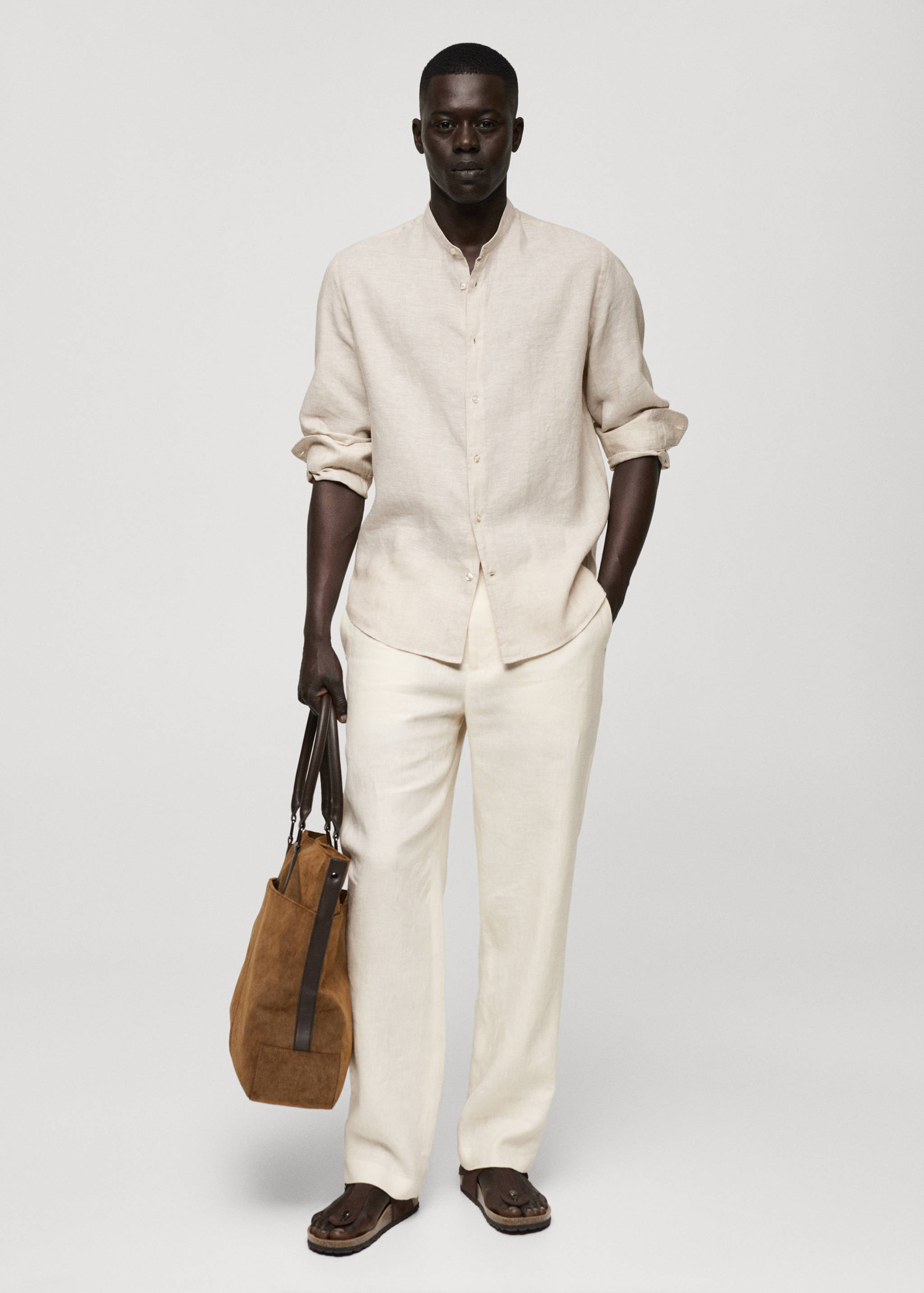 T-shirt col tunisien maille - Plan général