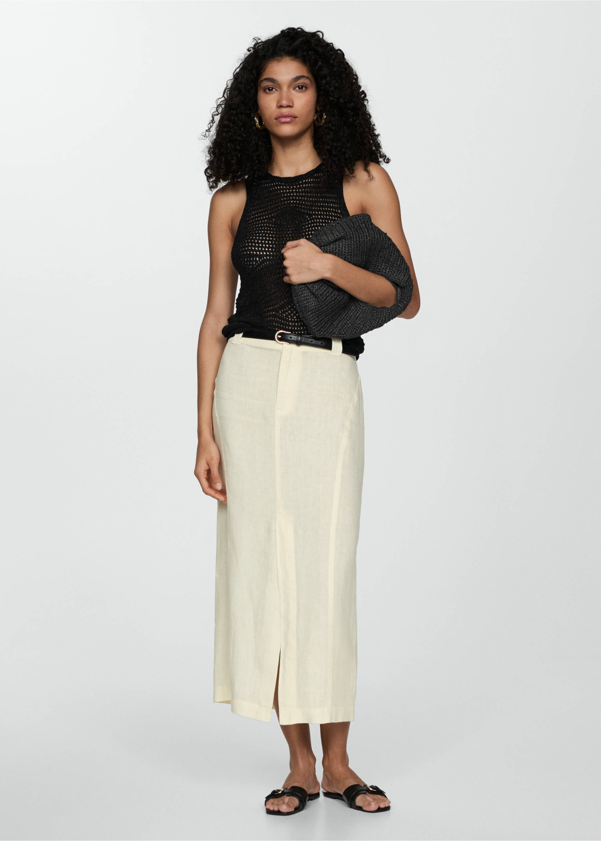 Ajour lurex top - Overzichtstekening, Zwart. Ref: 77020344-00.