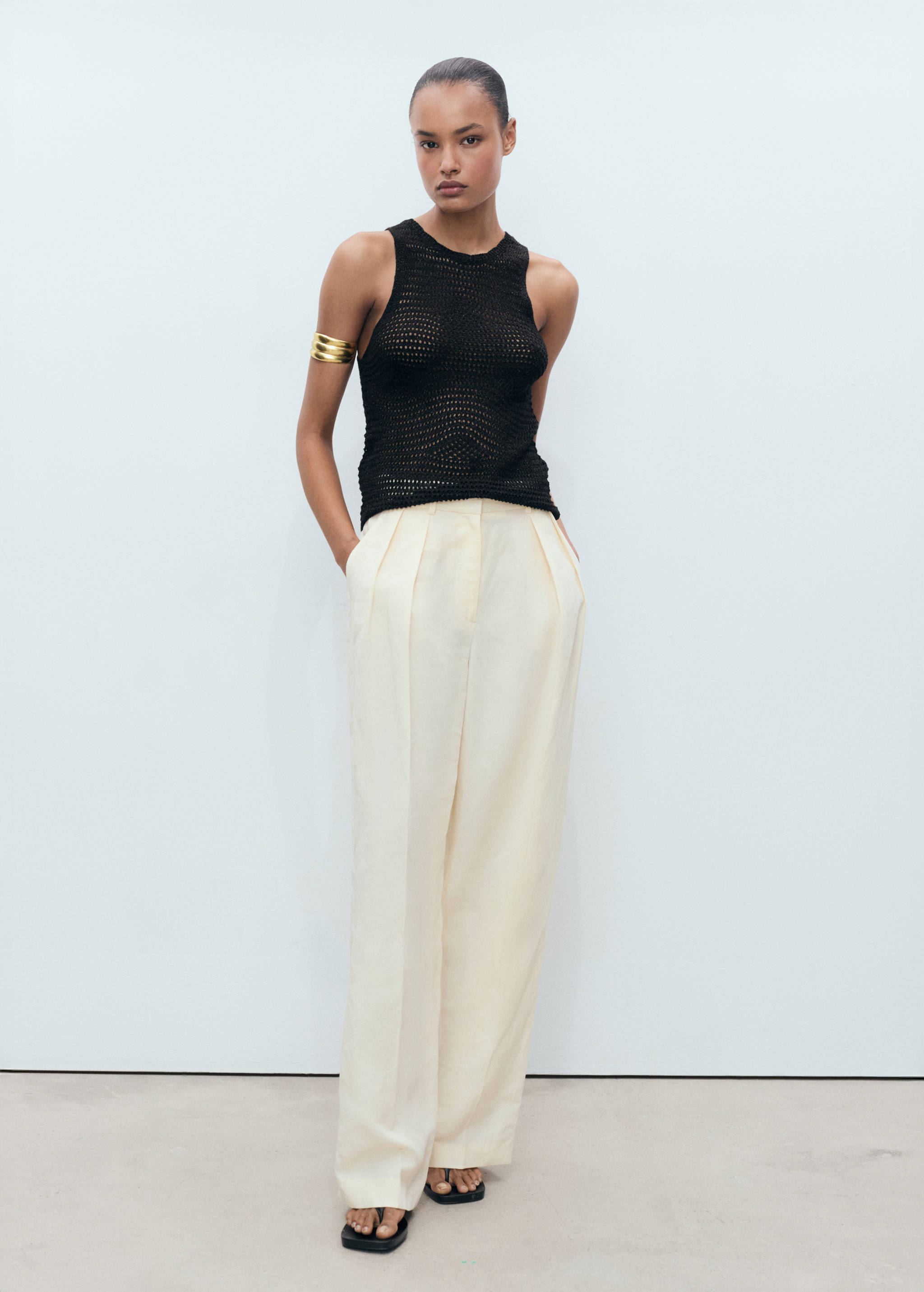 Openwork knitted lurex top - General plane