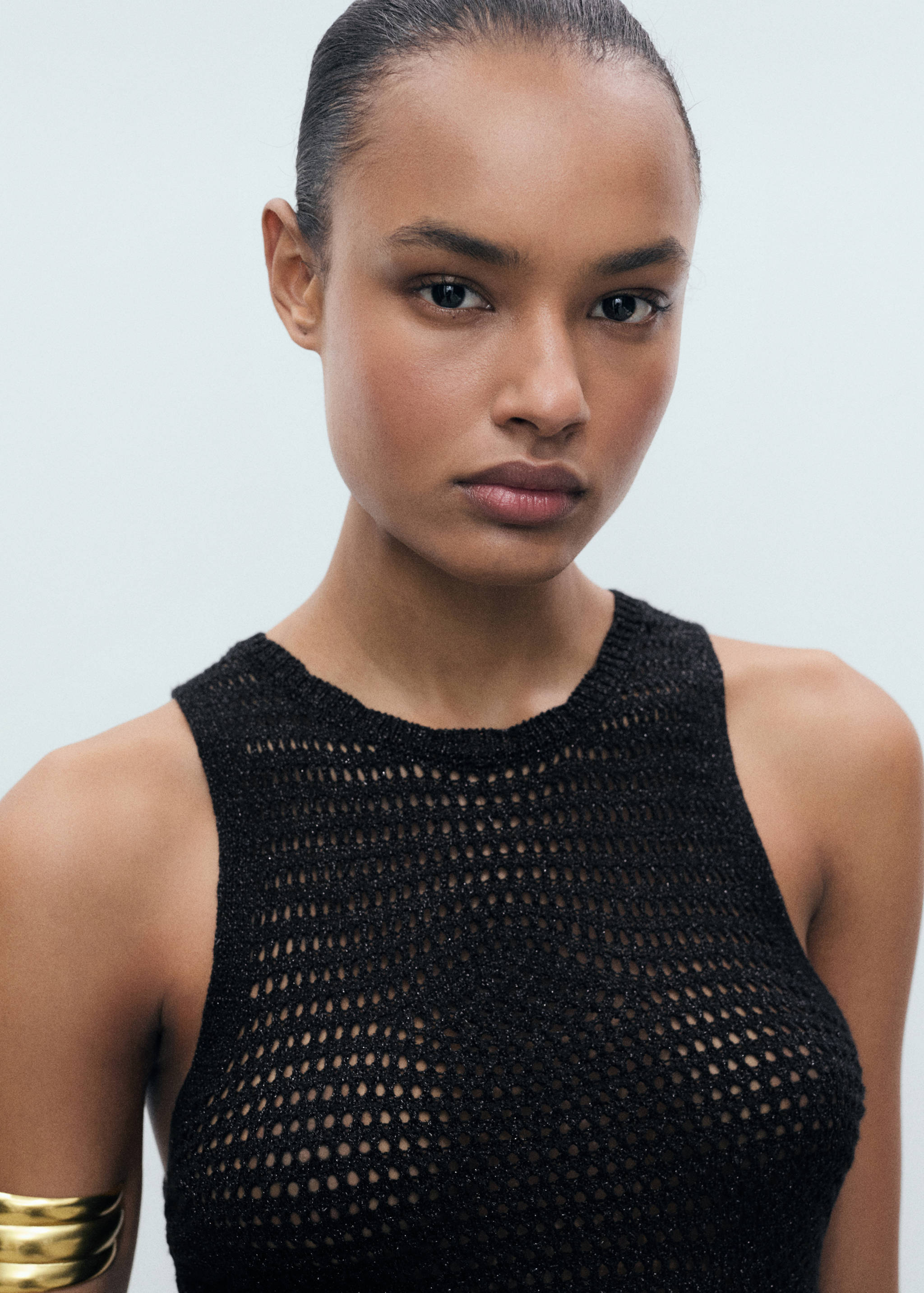 Openwork knitted lurex top - Details of the article 1