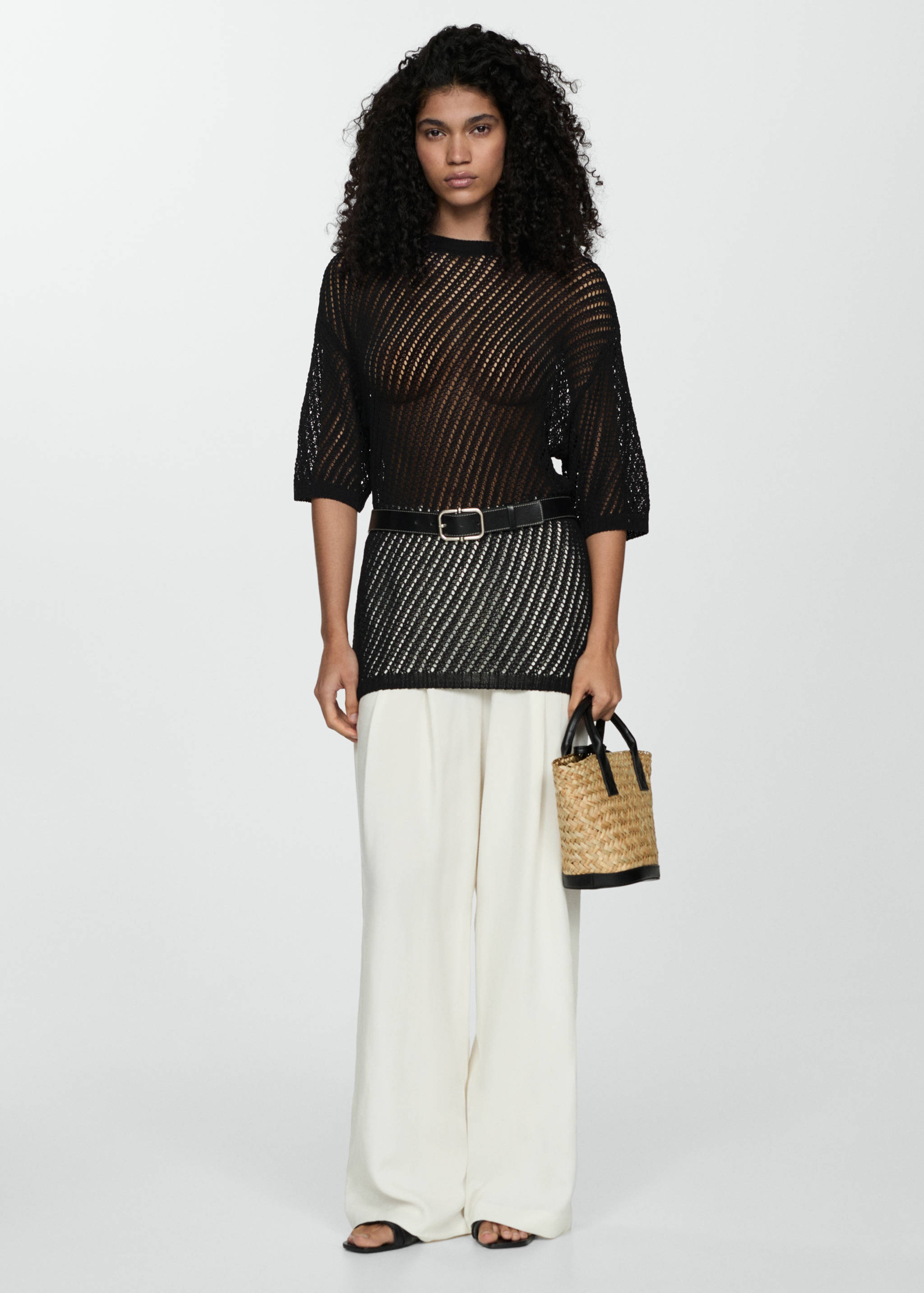 Short-sleeved crochet sweater - General plane