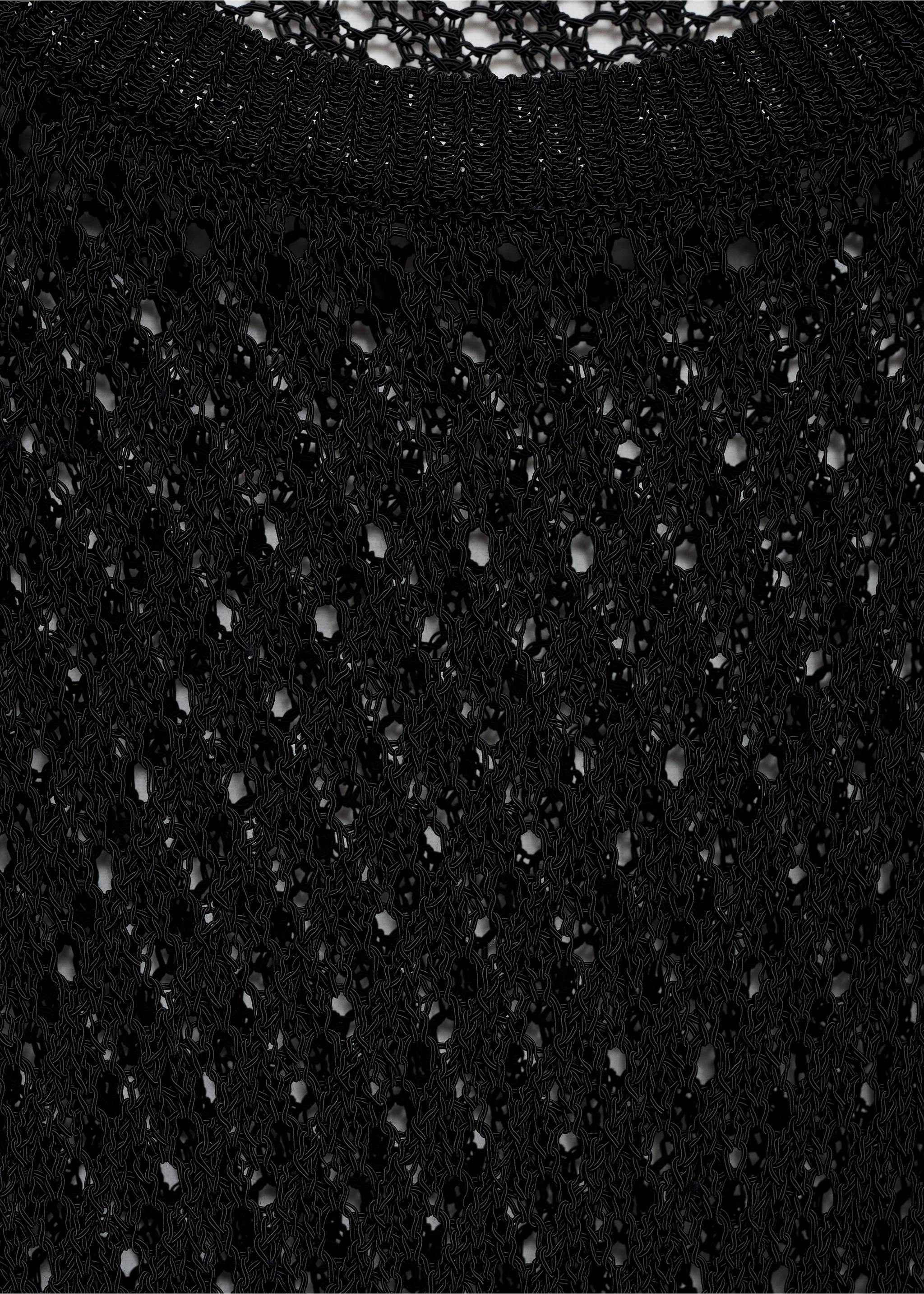 Short-sleeved crochet sweater - Details of the article 8, Black. Ref: 77020345-00.