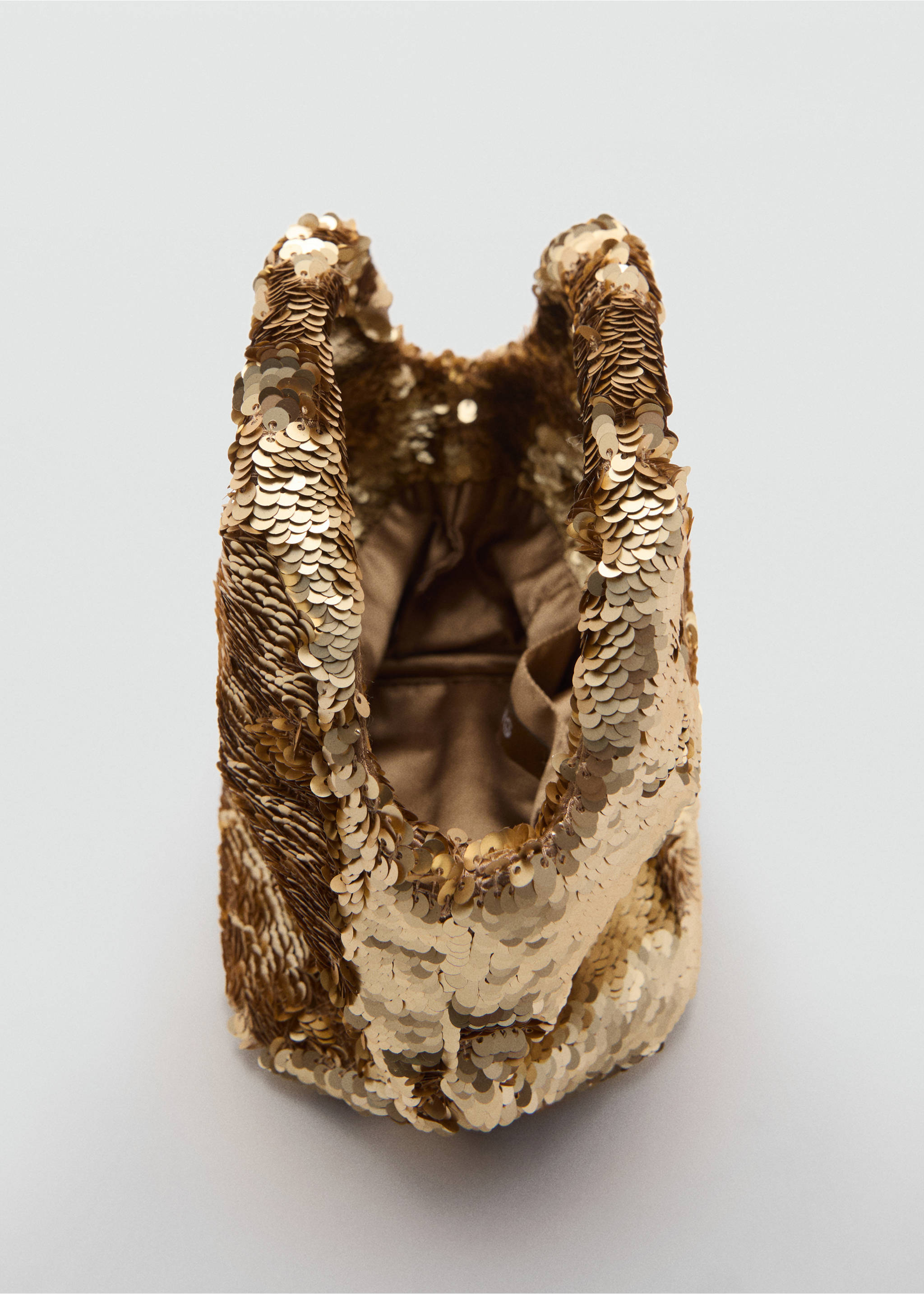 Sequin handbag - Details of the article 1, Gold. Ref: 77020350-00.