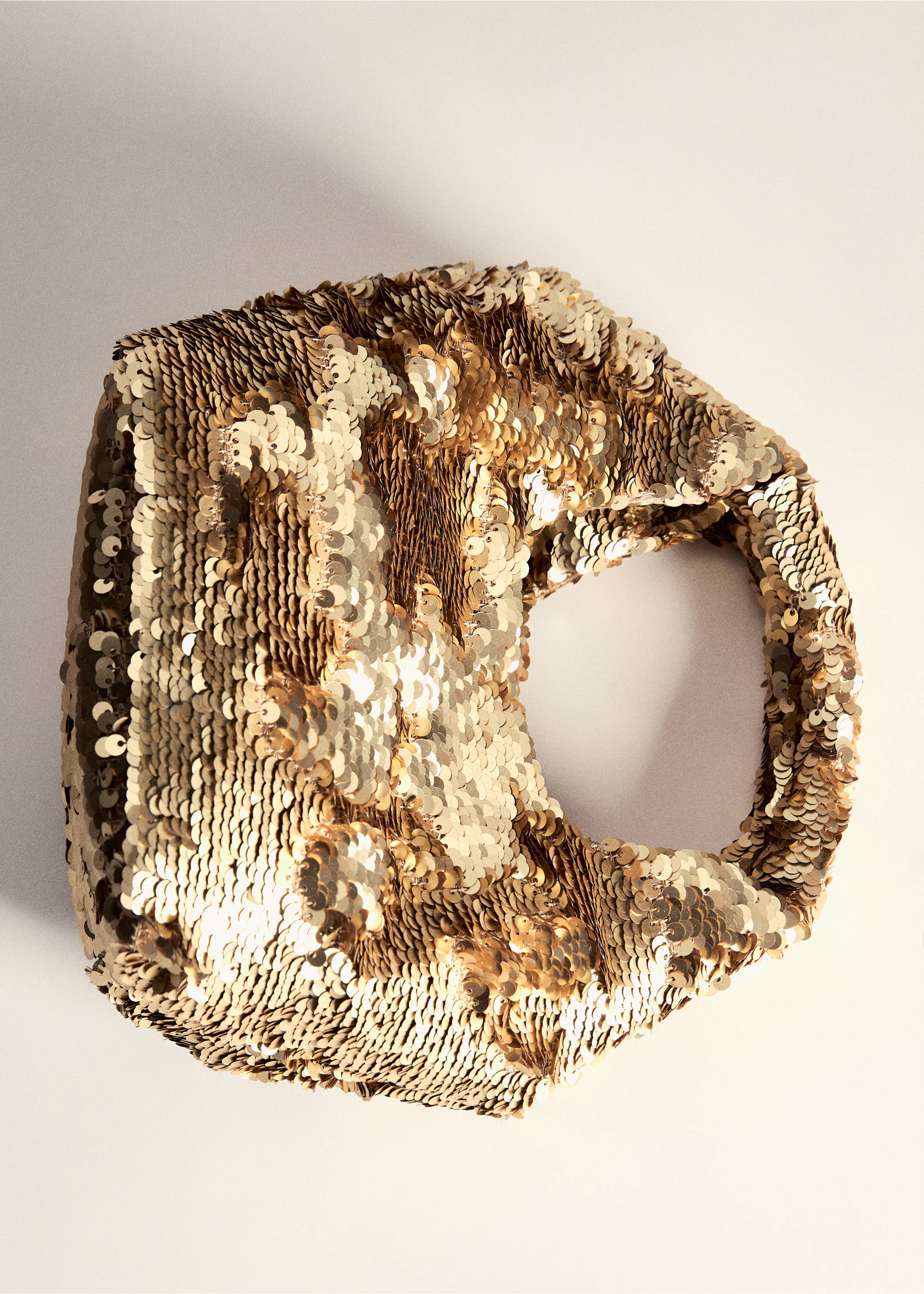 Sequin handbag - Details of the article 5, Gold. Ref: 77020350-00.