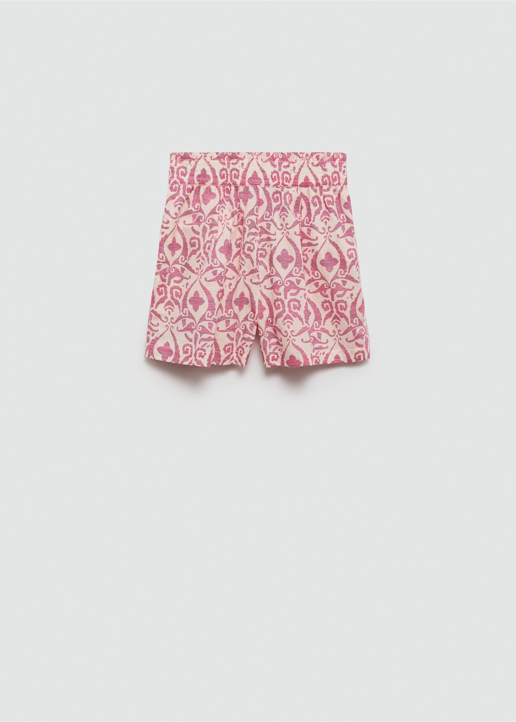 Printed cotton-blend short - Article without model, Fuchsia. Ref: 77020353-00.