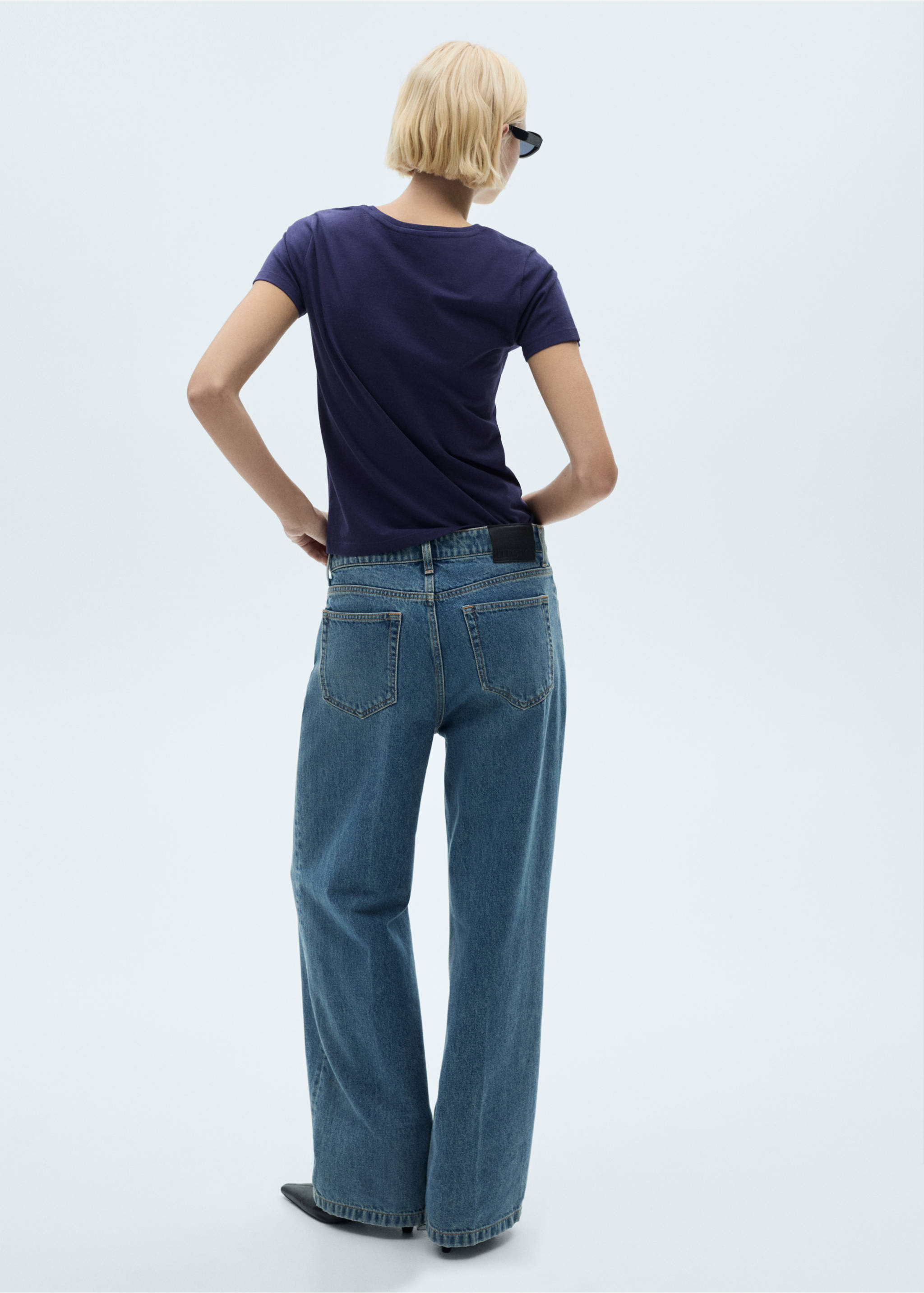 Logo cotton T-shirt - Reverse of the article, Navy. Ref: 77020354-00.