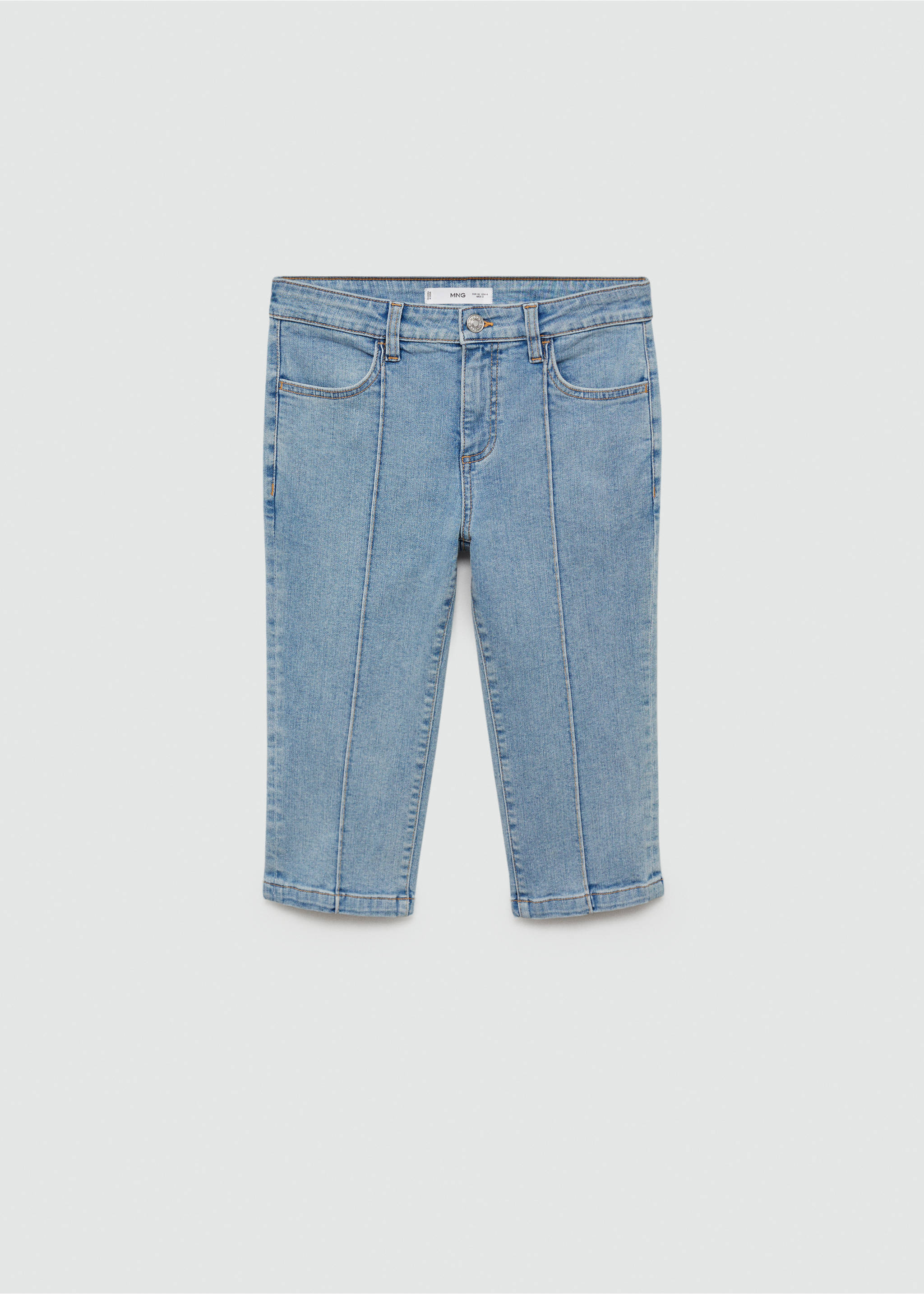 Slim-Capri-Jeanshose mit Ziernähten - Artikel ohne Model, Hellblau. Ref: 77020356-00.