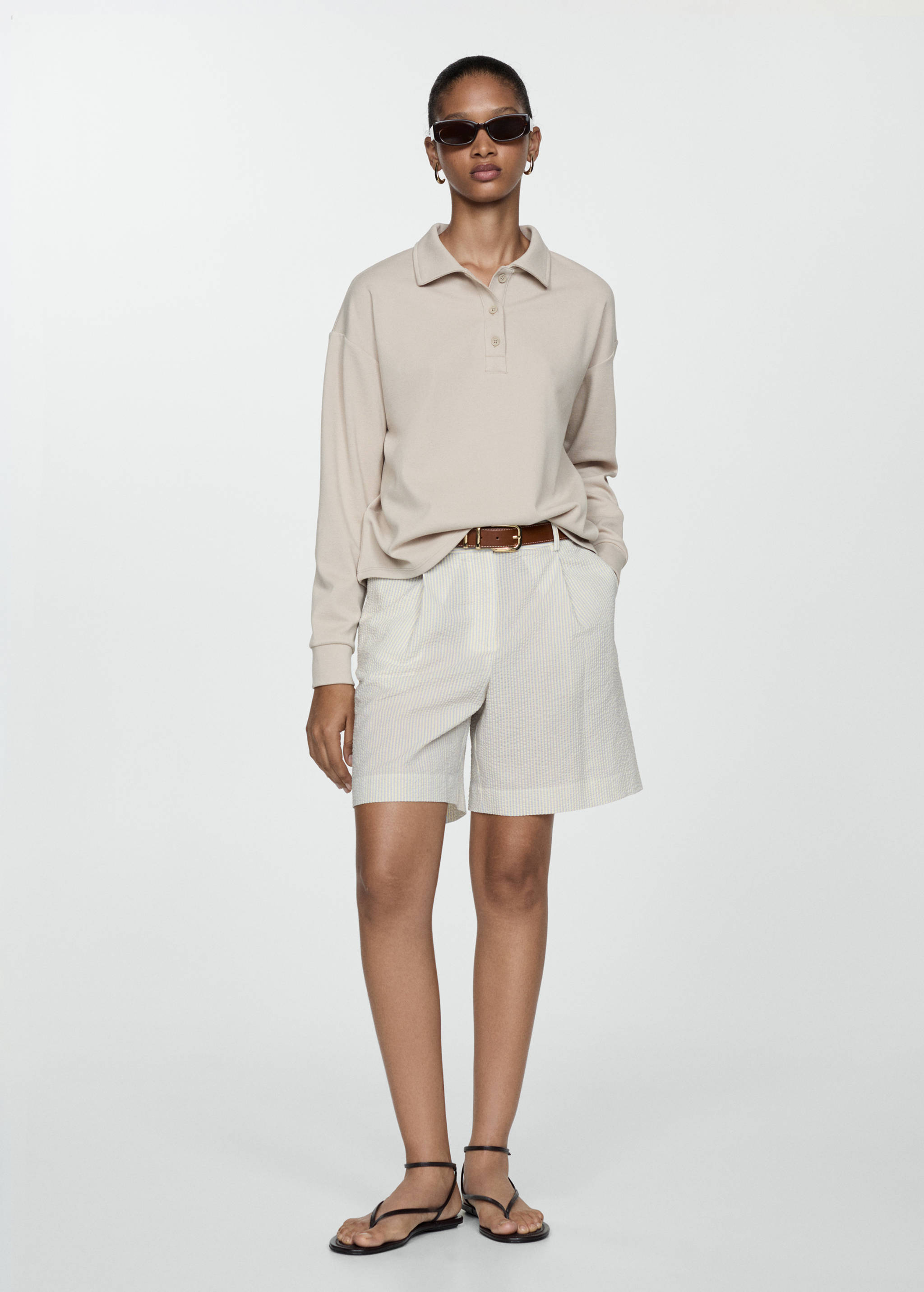 Bermuda en coton à rayures - Plan général