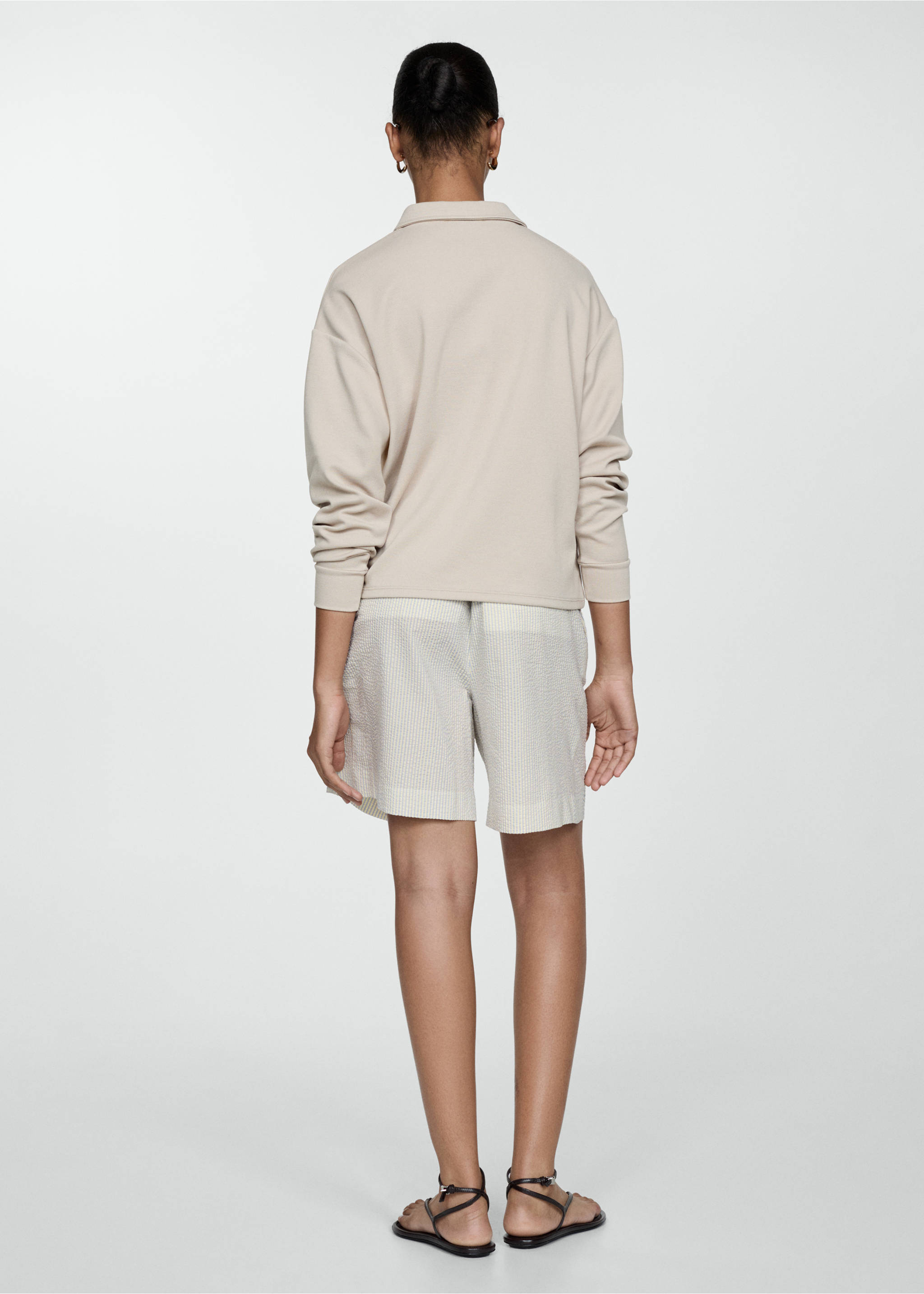 Bermuda en coton à rayures - Verso de l’article, Bleu ciel. Ref: 77020358-00.