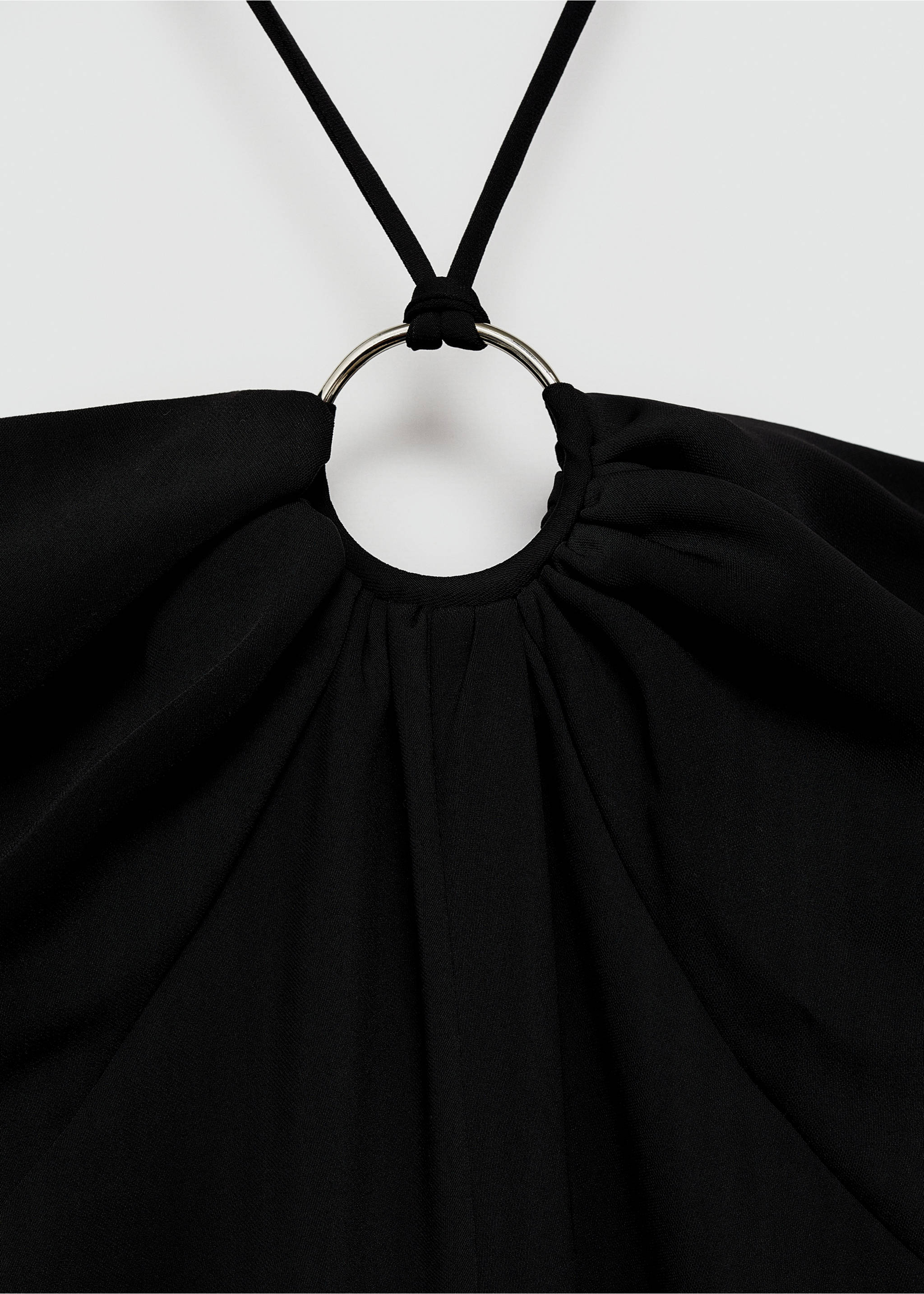 Halter-neck jumpsuit with ring - Details of the article 8, Black. Ref: 77020359-00.