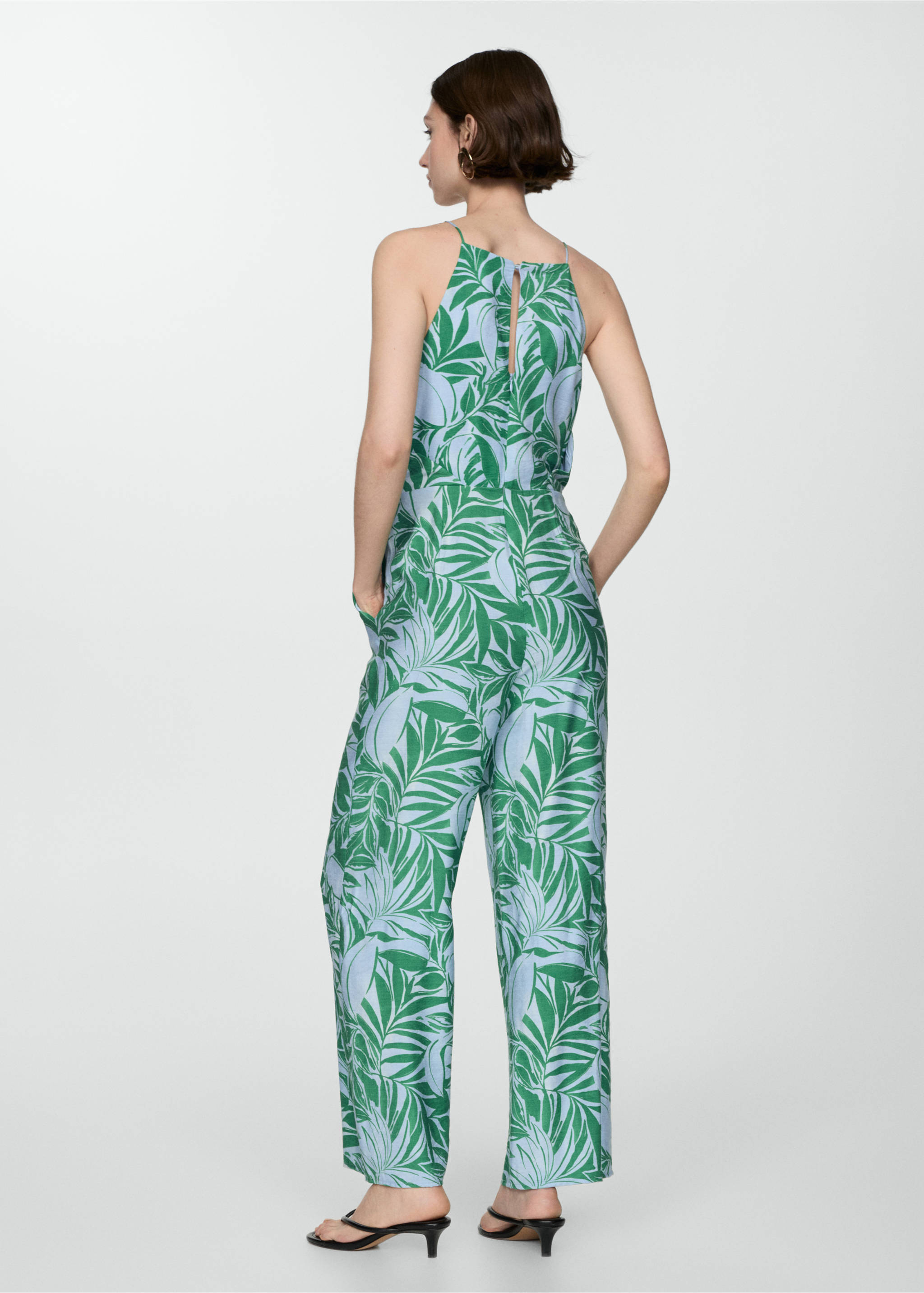 Floral print jumpsuit - Reverse of the article, Blue. Ref: 77020360-00.