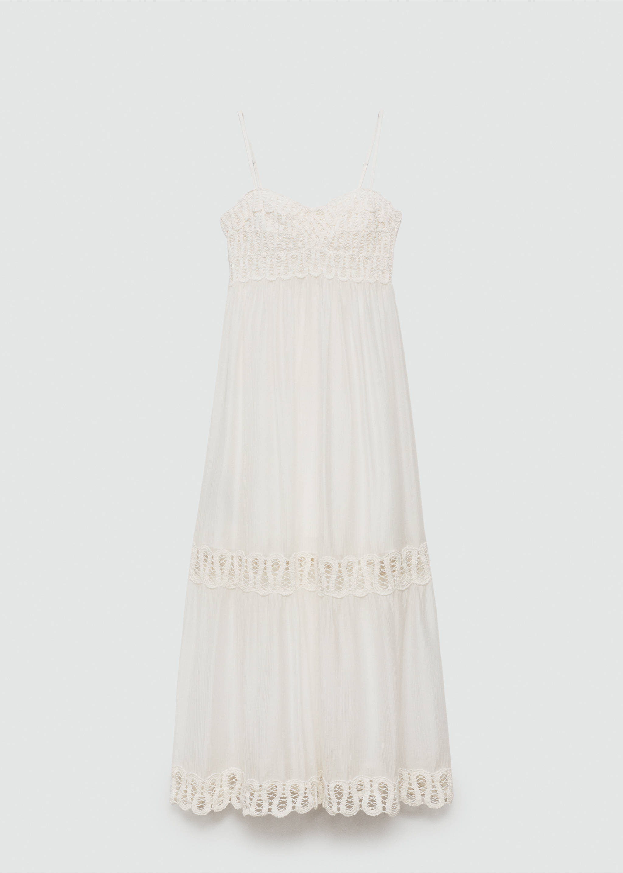 Embroidered detail dress - Article without model, Off White. Ref: 77020363-00.