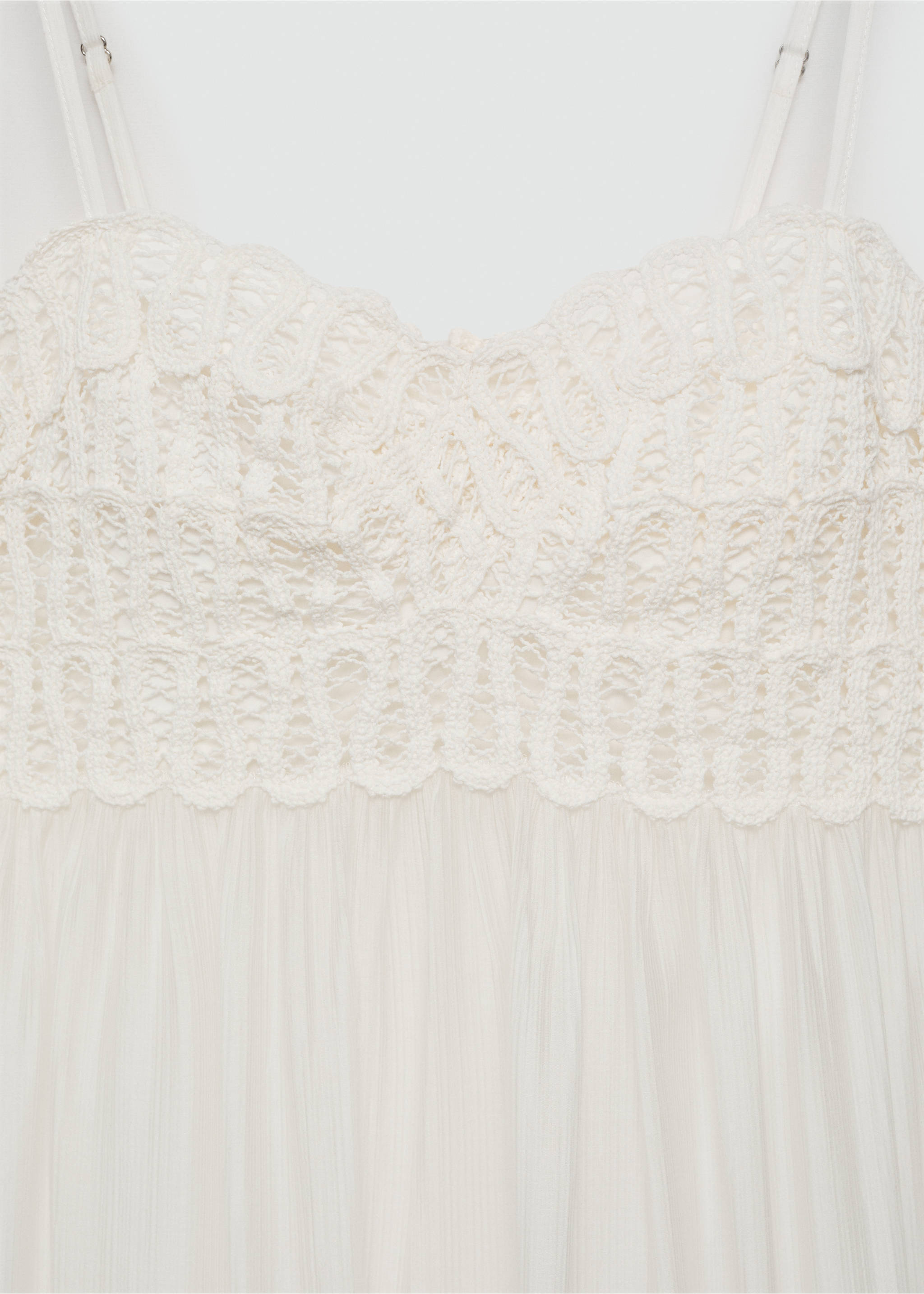 Embroidered detail dress - Details of the article 8, Off White. Ref: 77020363-00.