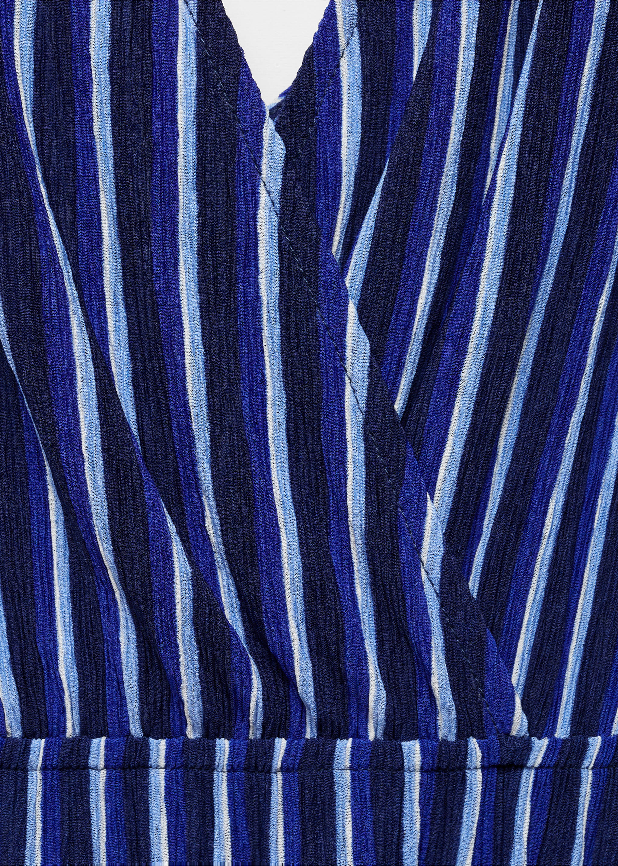 Stripe-print dress with bow - Details of the article 8, Blue. Ref: 77020364-00.