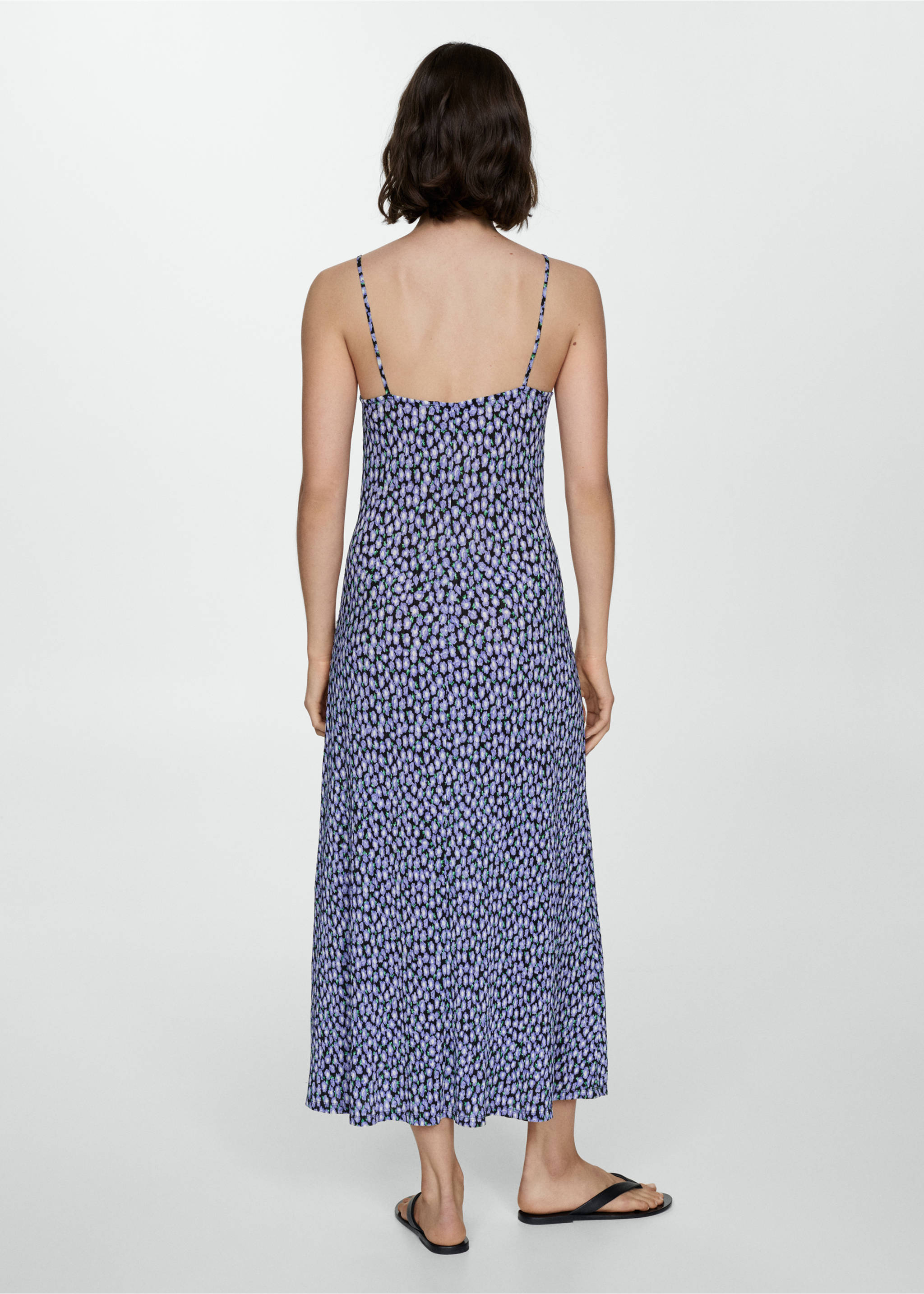 Long printed dress - Reverse of the article, Black. Ref: 77020365-00.