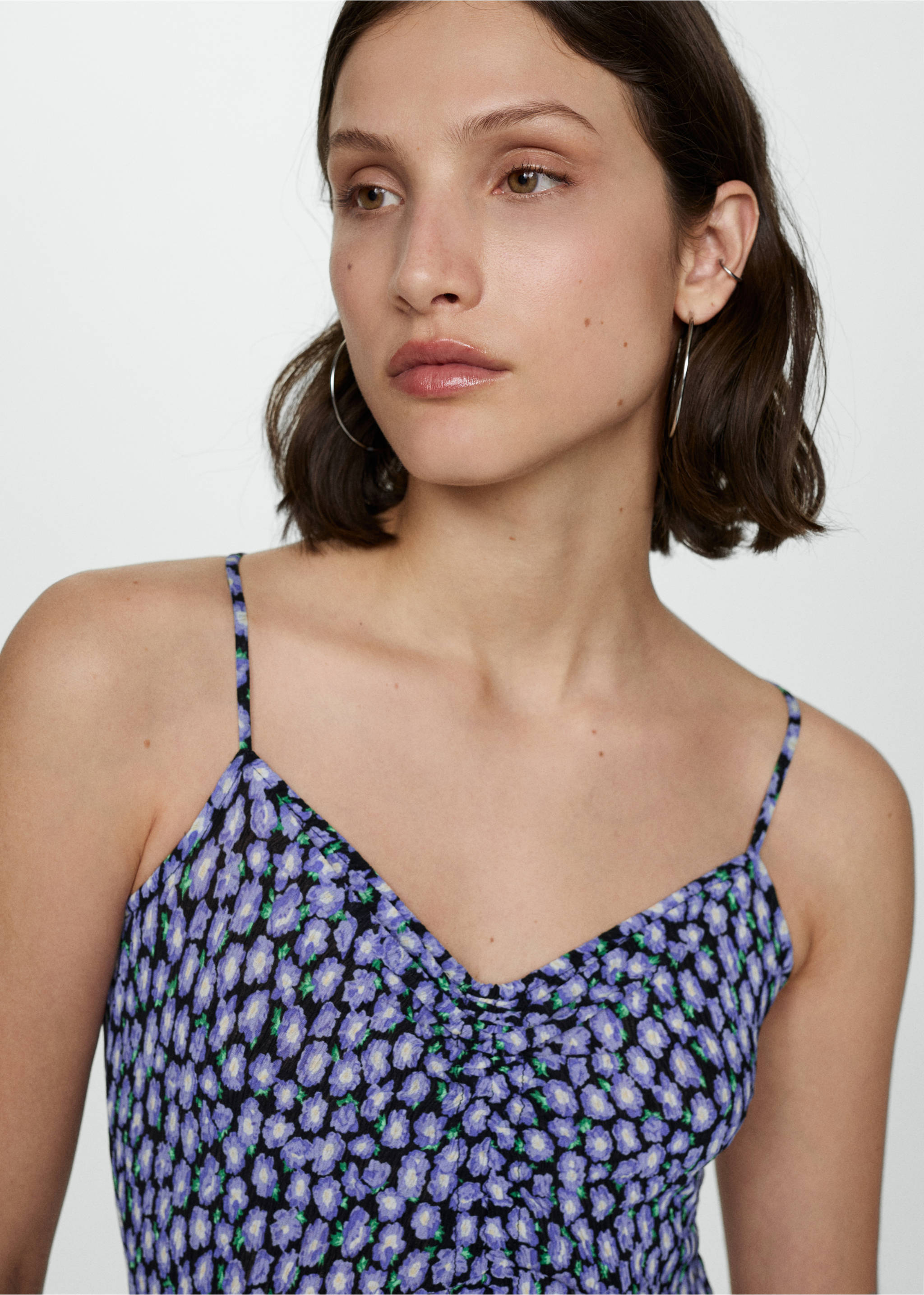 Long printed dress - Details of the article 1, Black. Ref: 77020365-00.