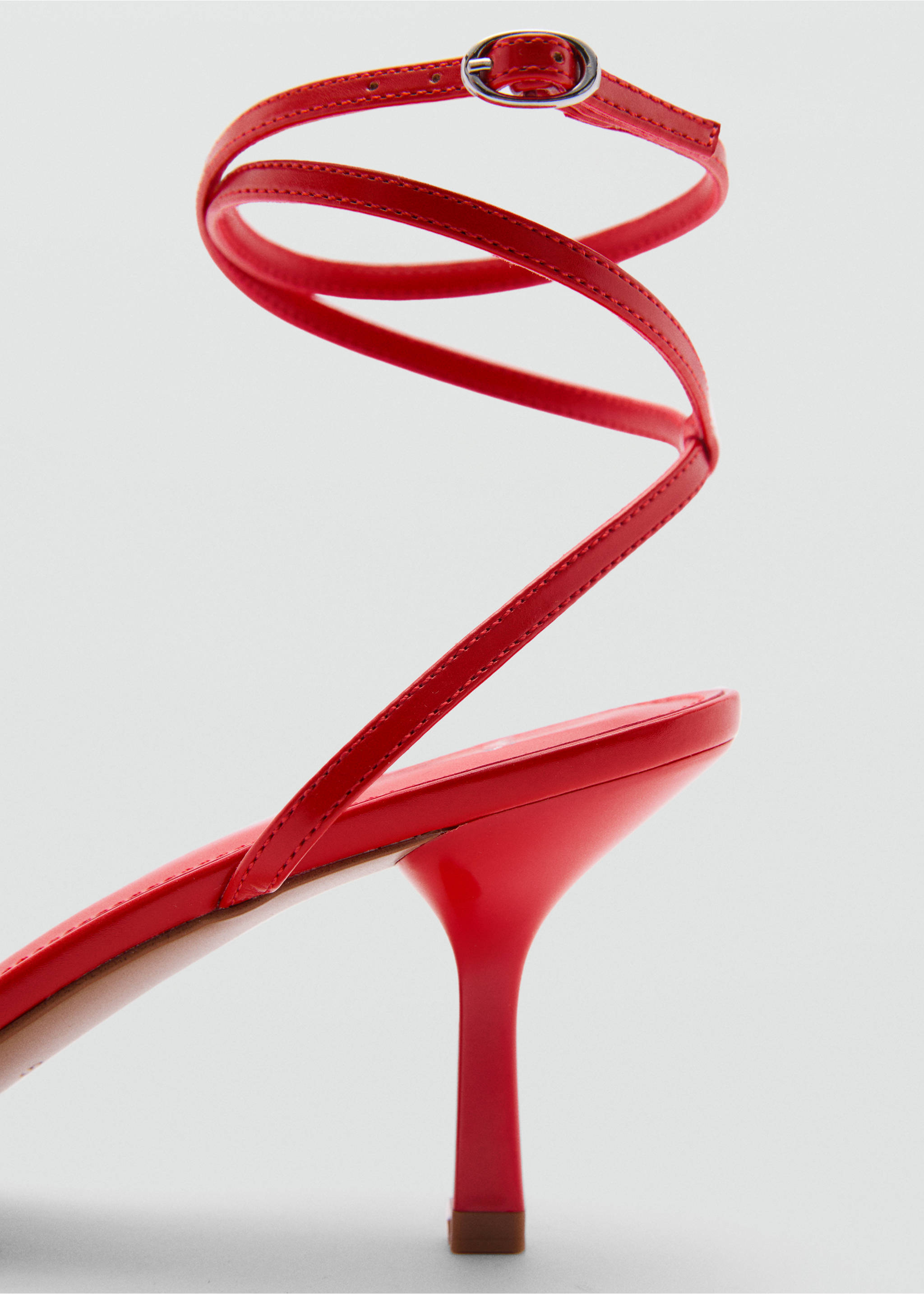 Strappy heeled sandals - Details of the article 1, Red. Ref: 77020369-00.