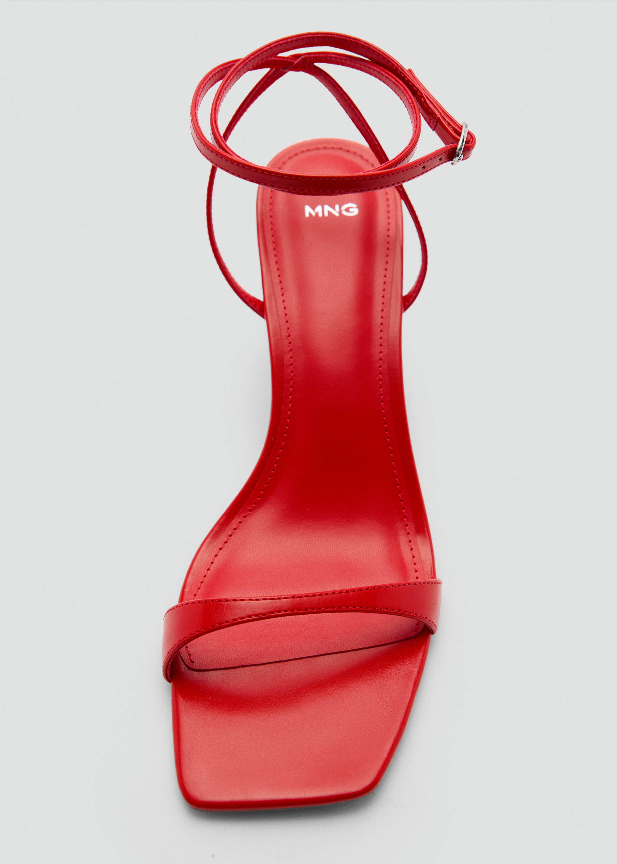 Strappy heeled sandals - Details of the article 2, Red. Ref: 77020369-00.