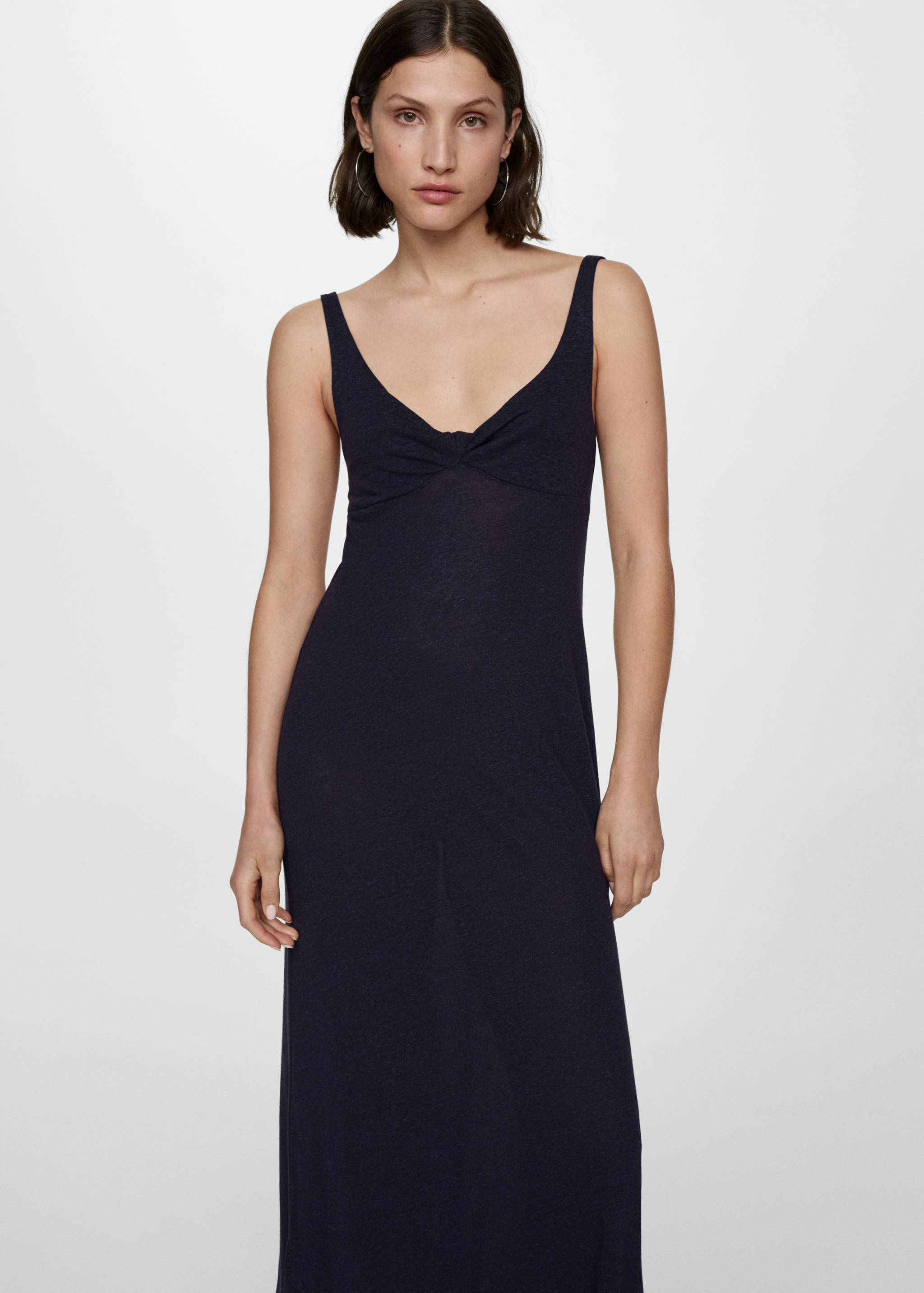 Linen dress with knot detail - Women | MANGO OUTLET Greece