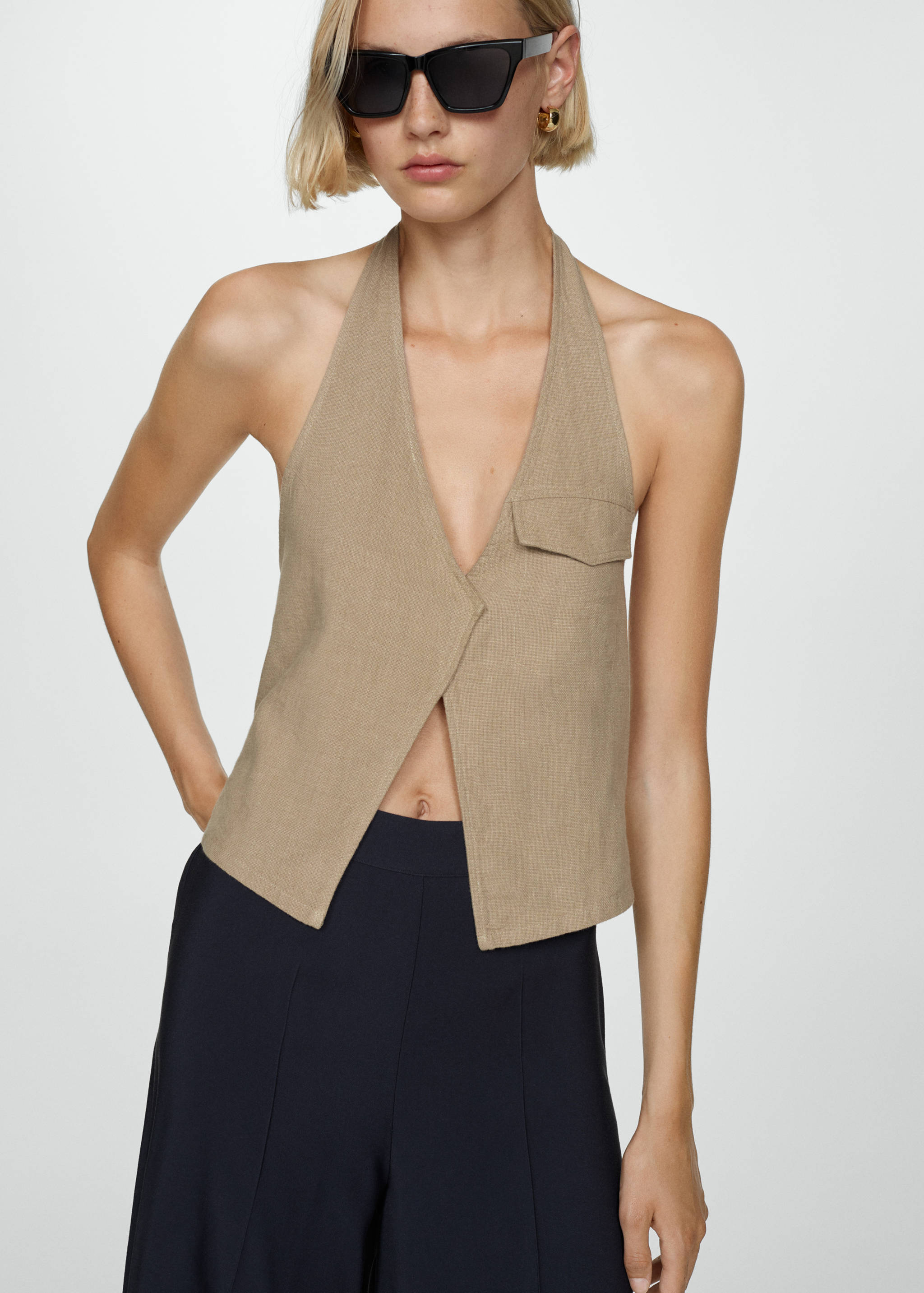 Flowy cropped trousers - Details of the article 1