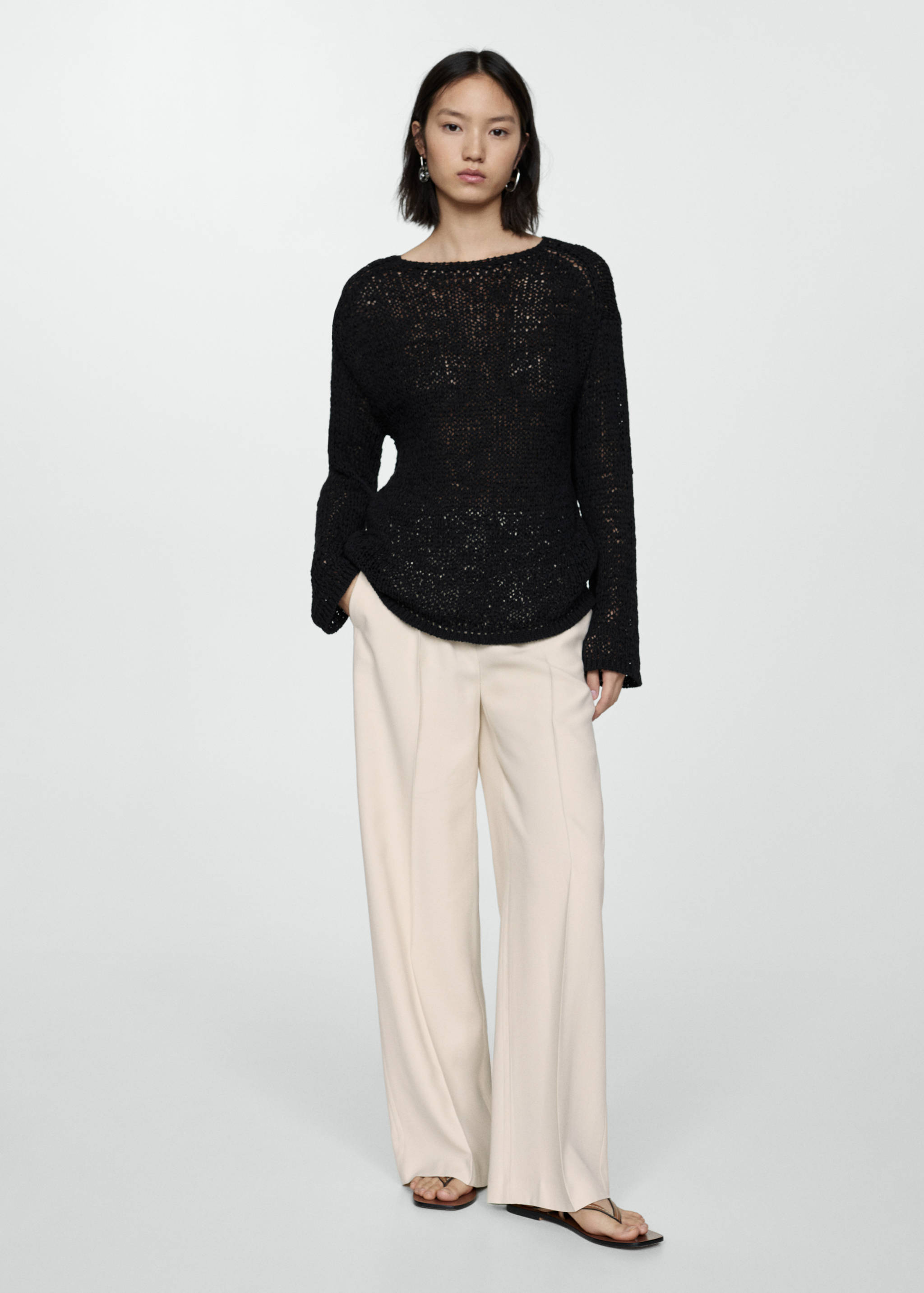 Wide leg pleated trousers - General plane