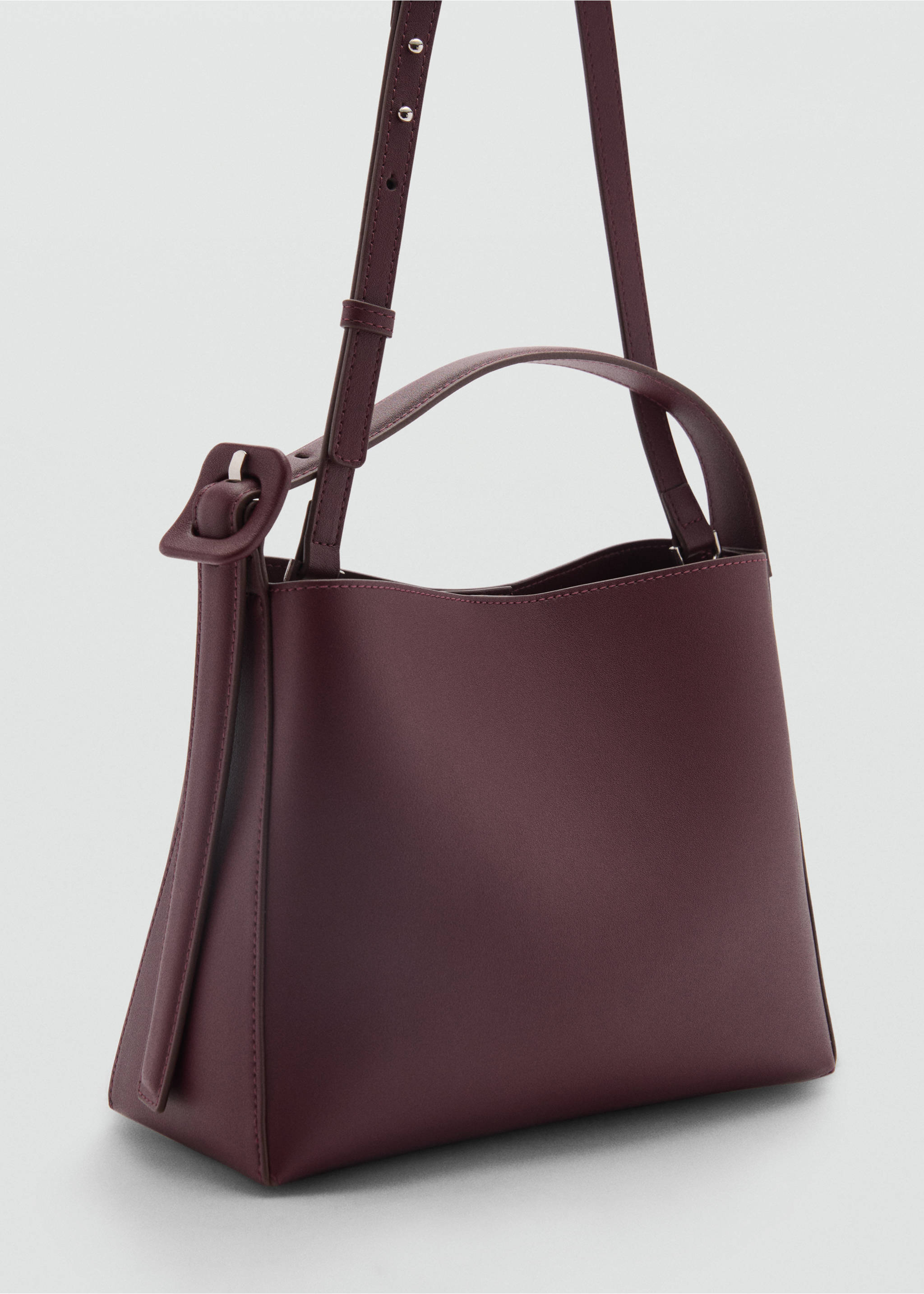 Mini shopper bag with buckle - Medium plane, Burgundy. Ref: 77020375-00.