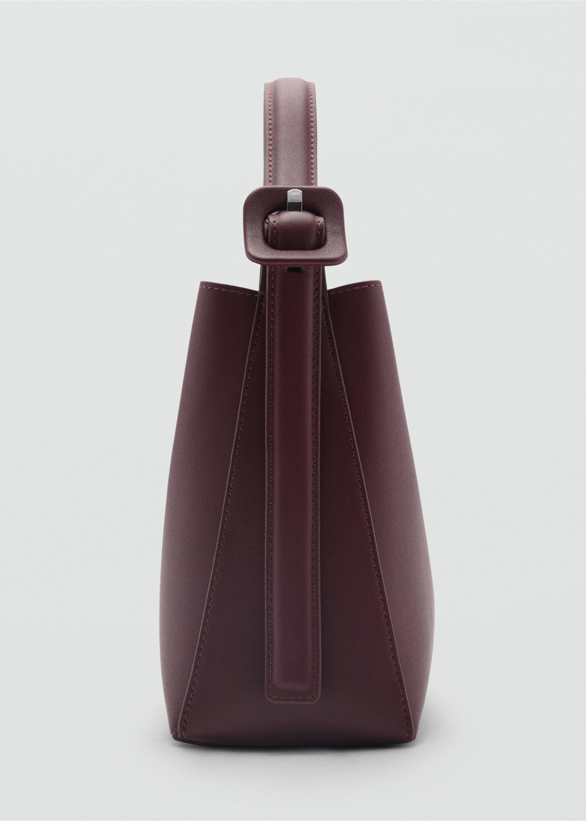 Mini shopper bag with buckle - Details of the article 1, Burgundy. Ref: 77020375-00.