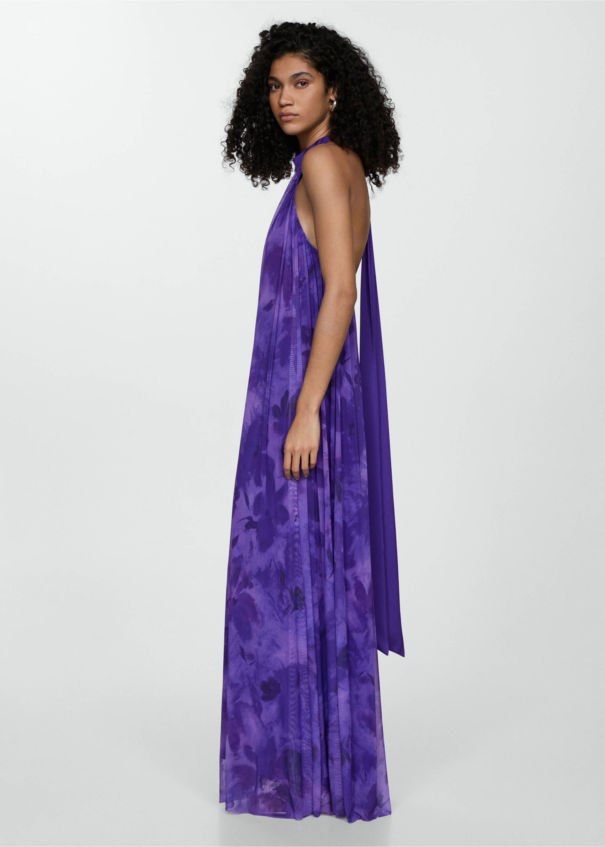Printed halter-neck dress - General plane, Purple. Ref: 77020377-00.