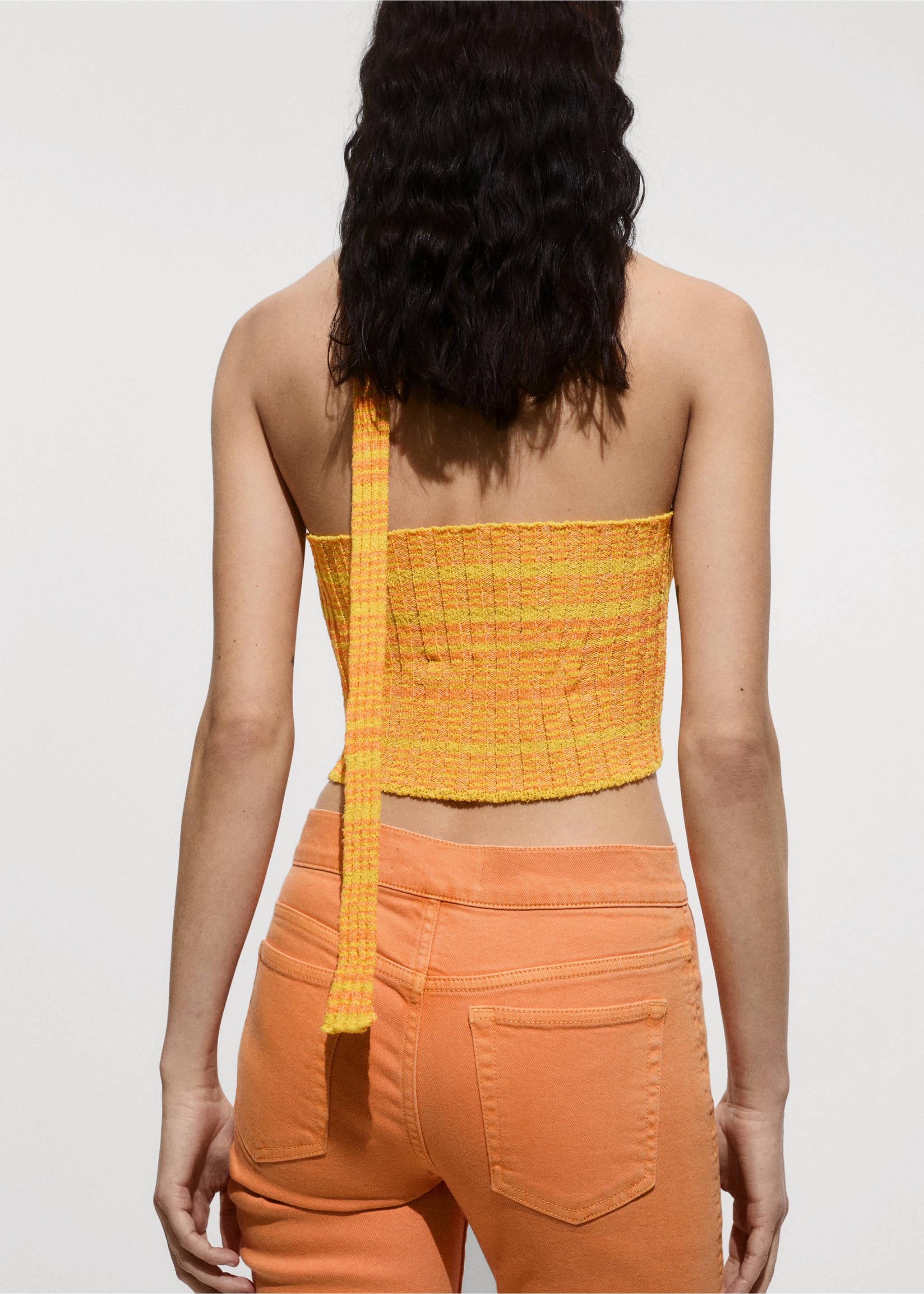 Knit asymmetric top - Reverse of the article, Yellow. Ref: 77020381-00.