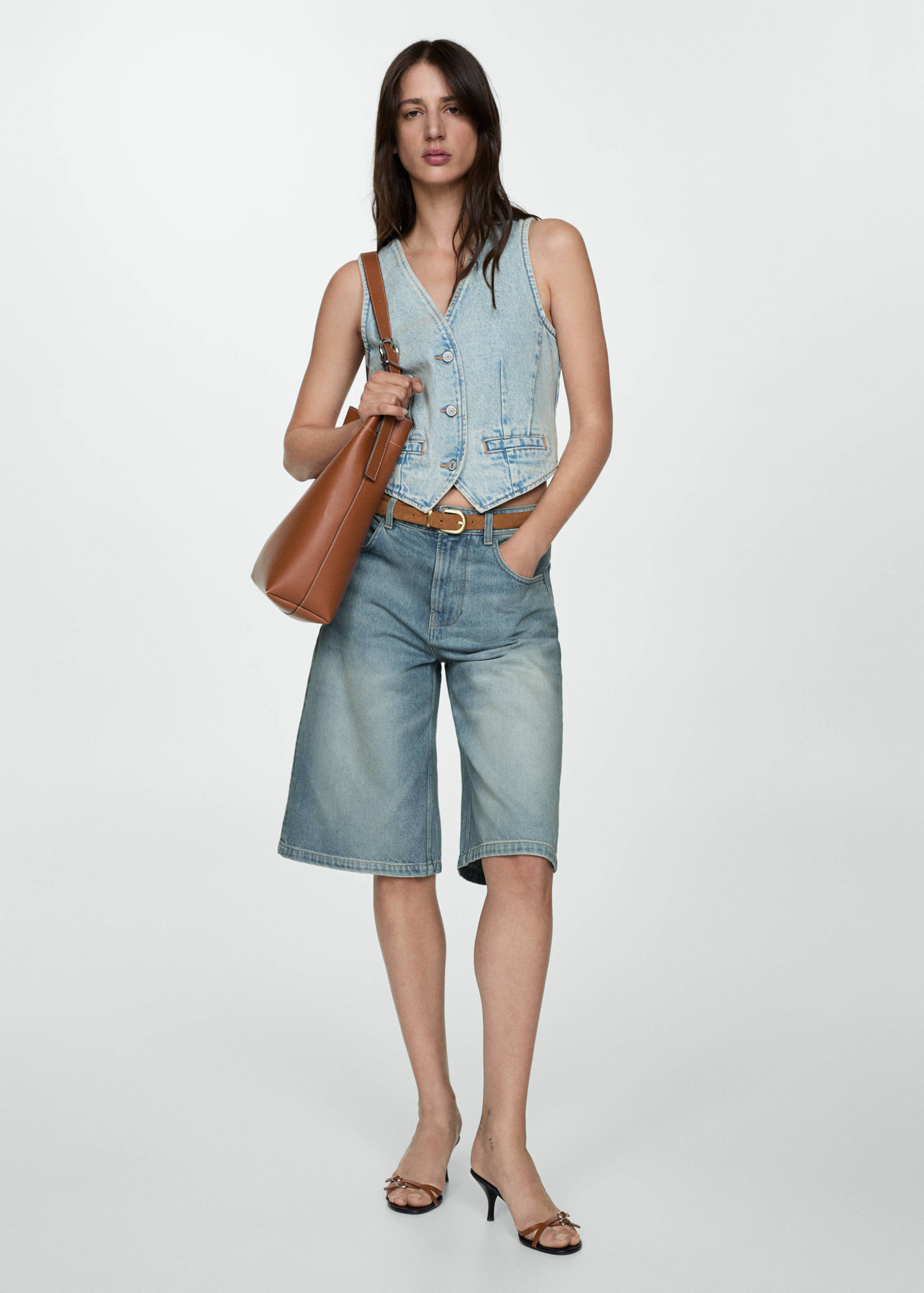 Bermude din denim loose - Plan general