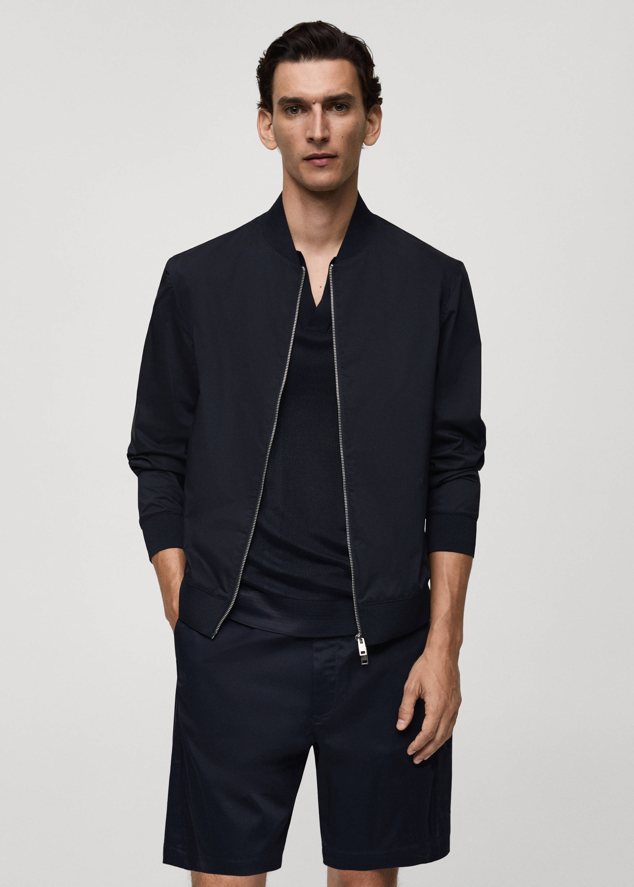 Bomber jacket with zip - Medium plane