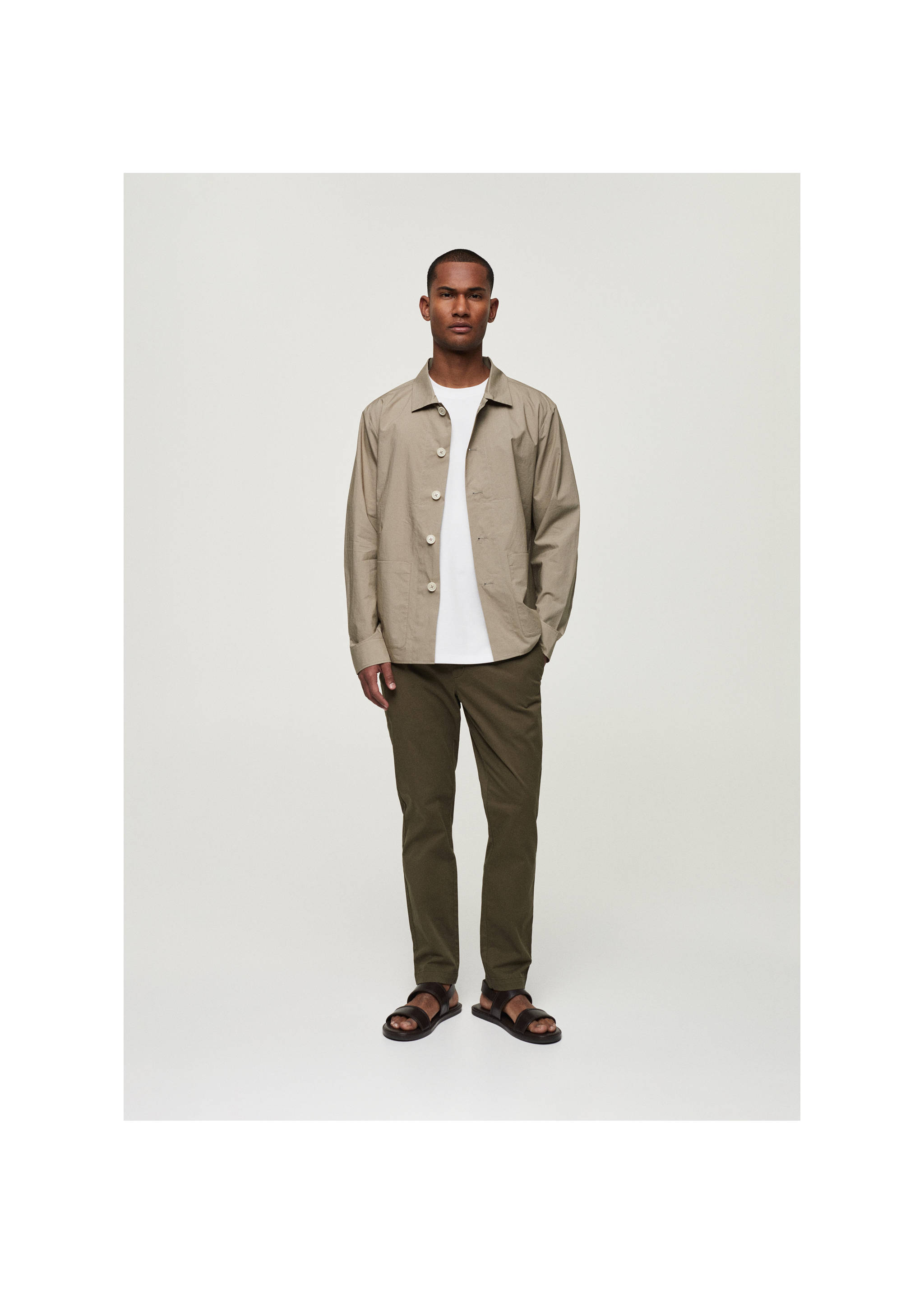 100% cotton poplin overshirt - General plane, Khaki. Ref: 77020566-00.