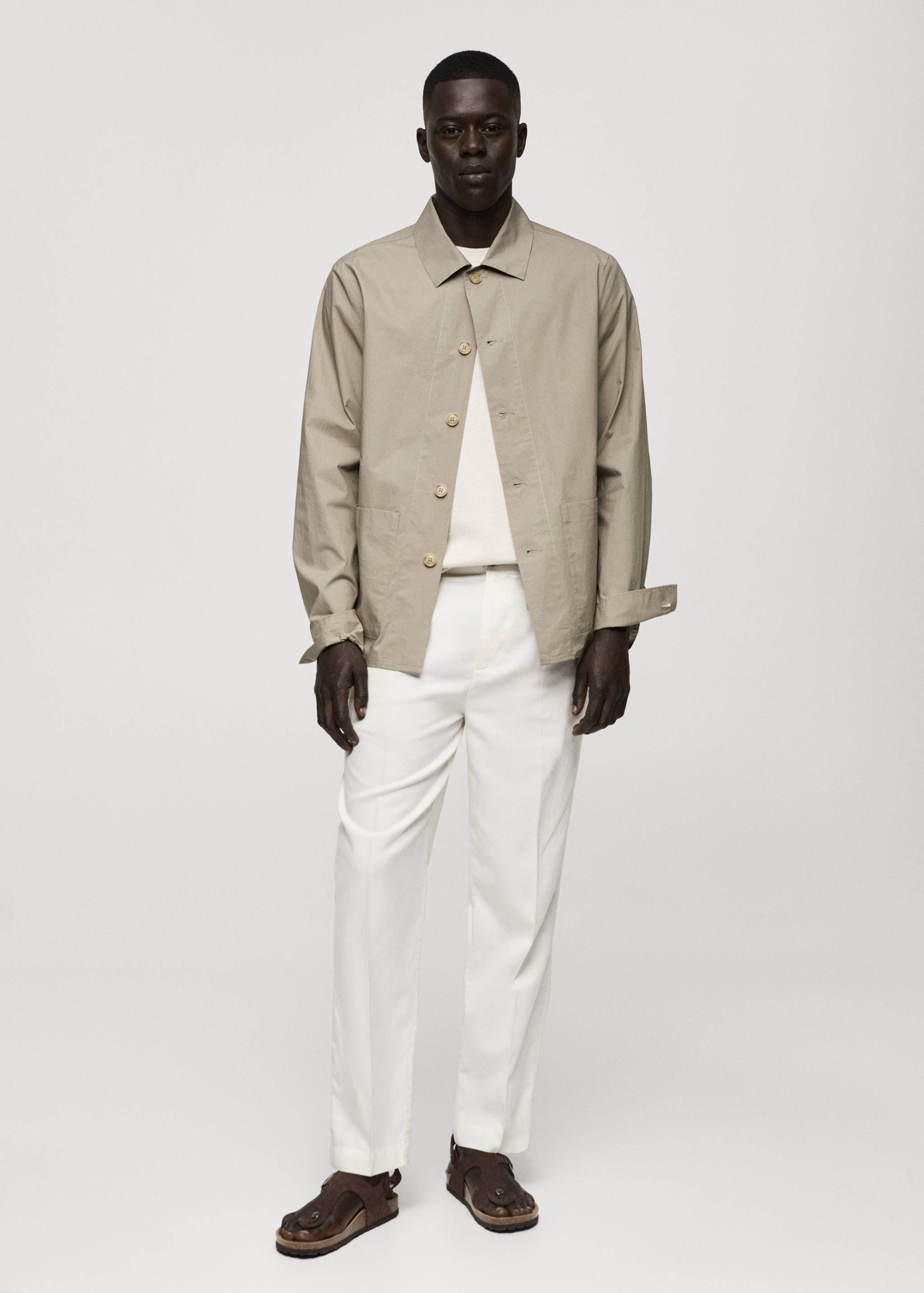 100% cotton poplin overshirt - General plane