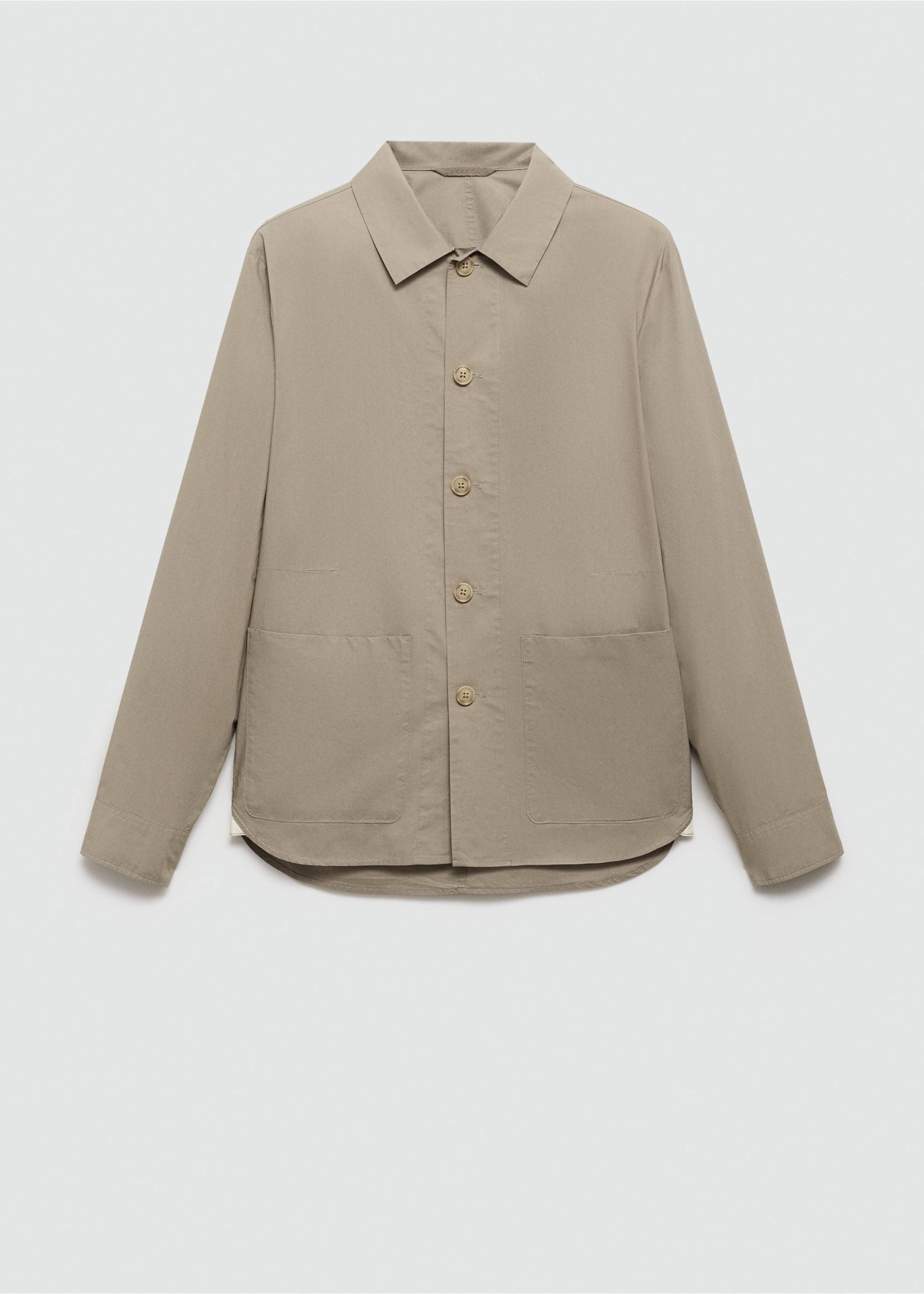 100% cotton poplin overshirt - Article without model, Khaki. Ref: 77020566-00.
