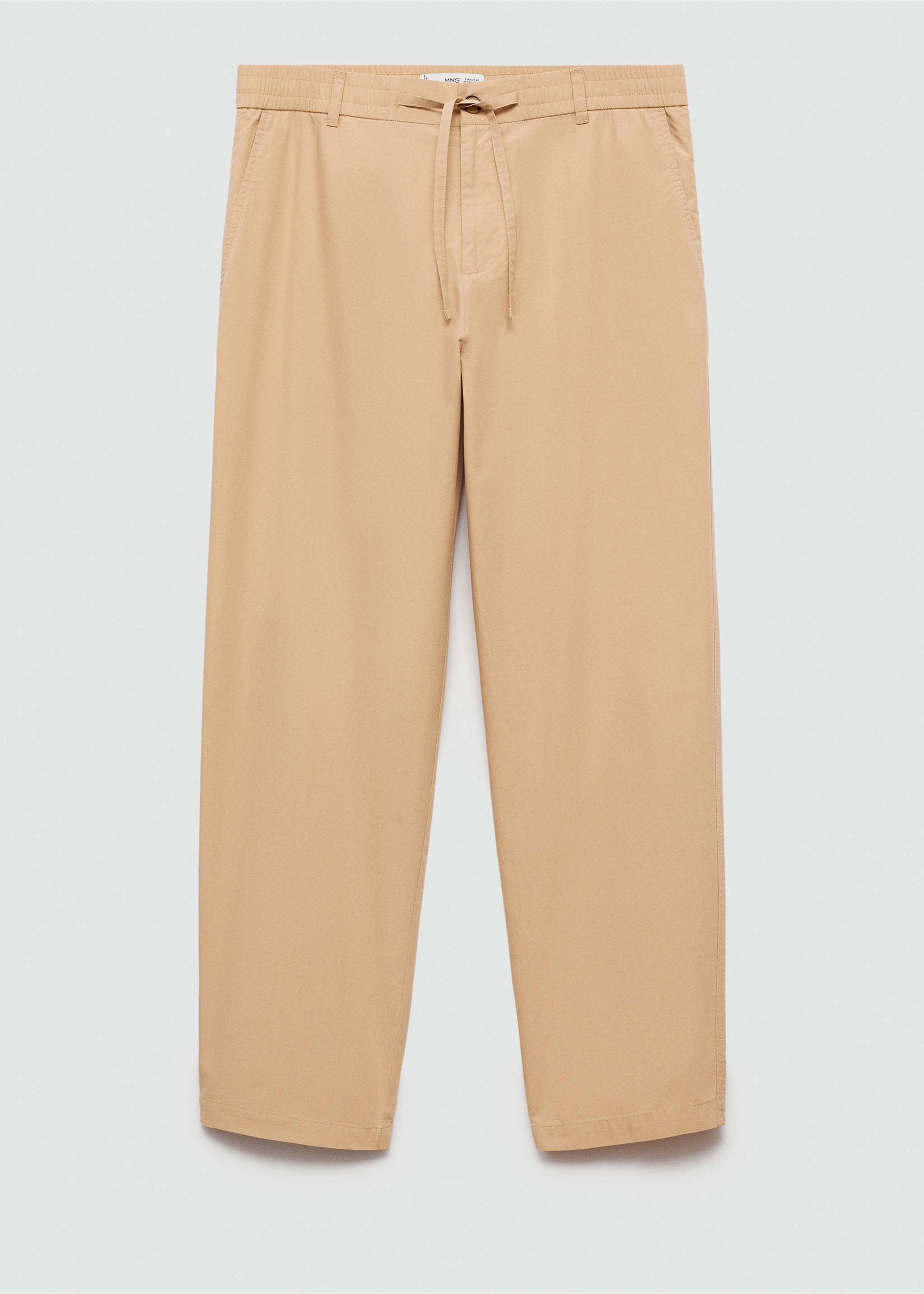 Drawstring cotton trousers - Article without model, Beige. Ref: 77020568-00.