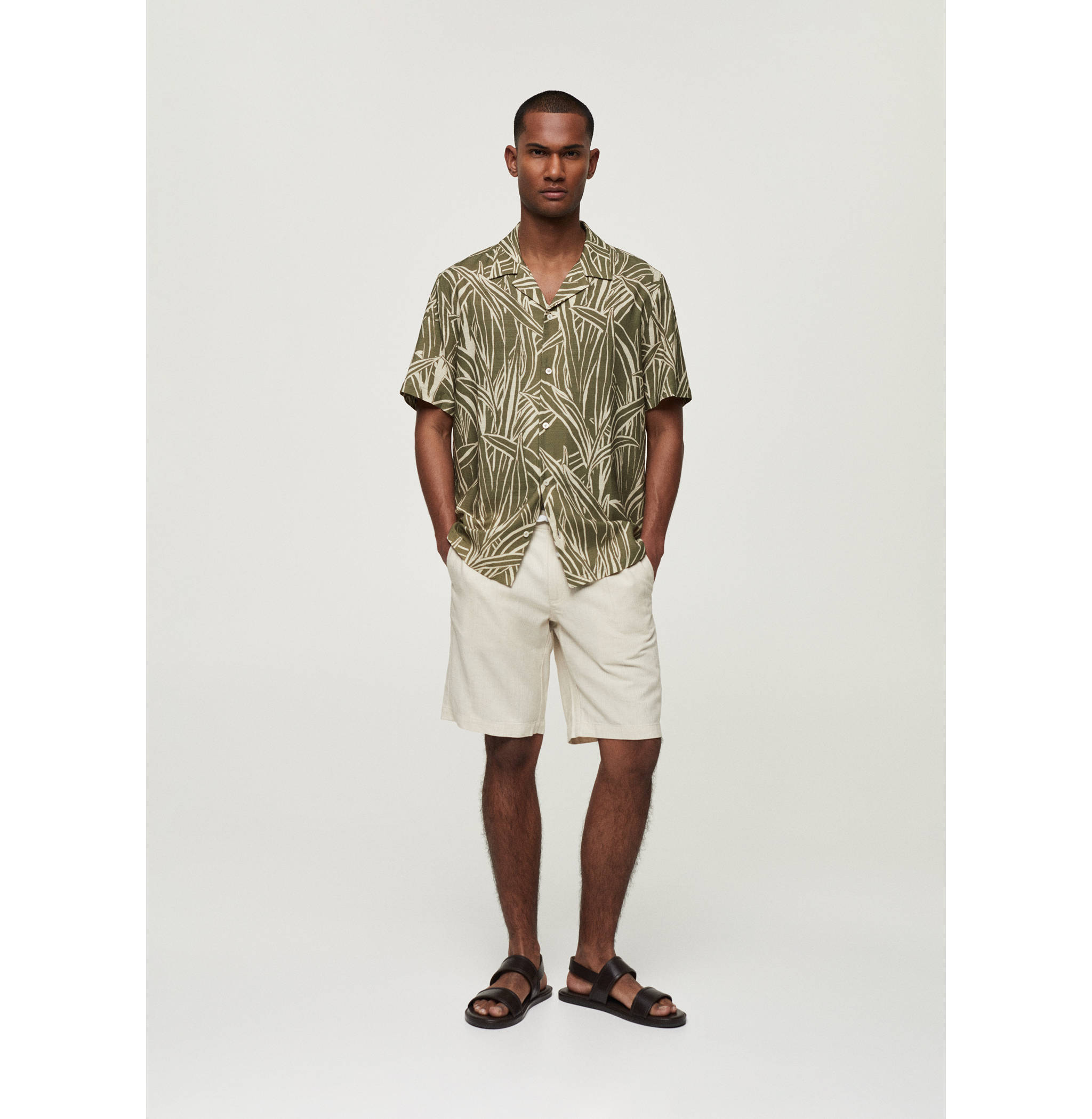 Bermudas algodón lino cordón - Plano general