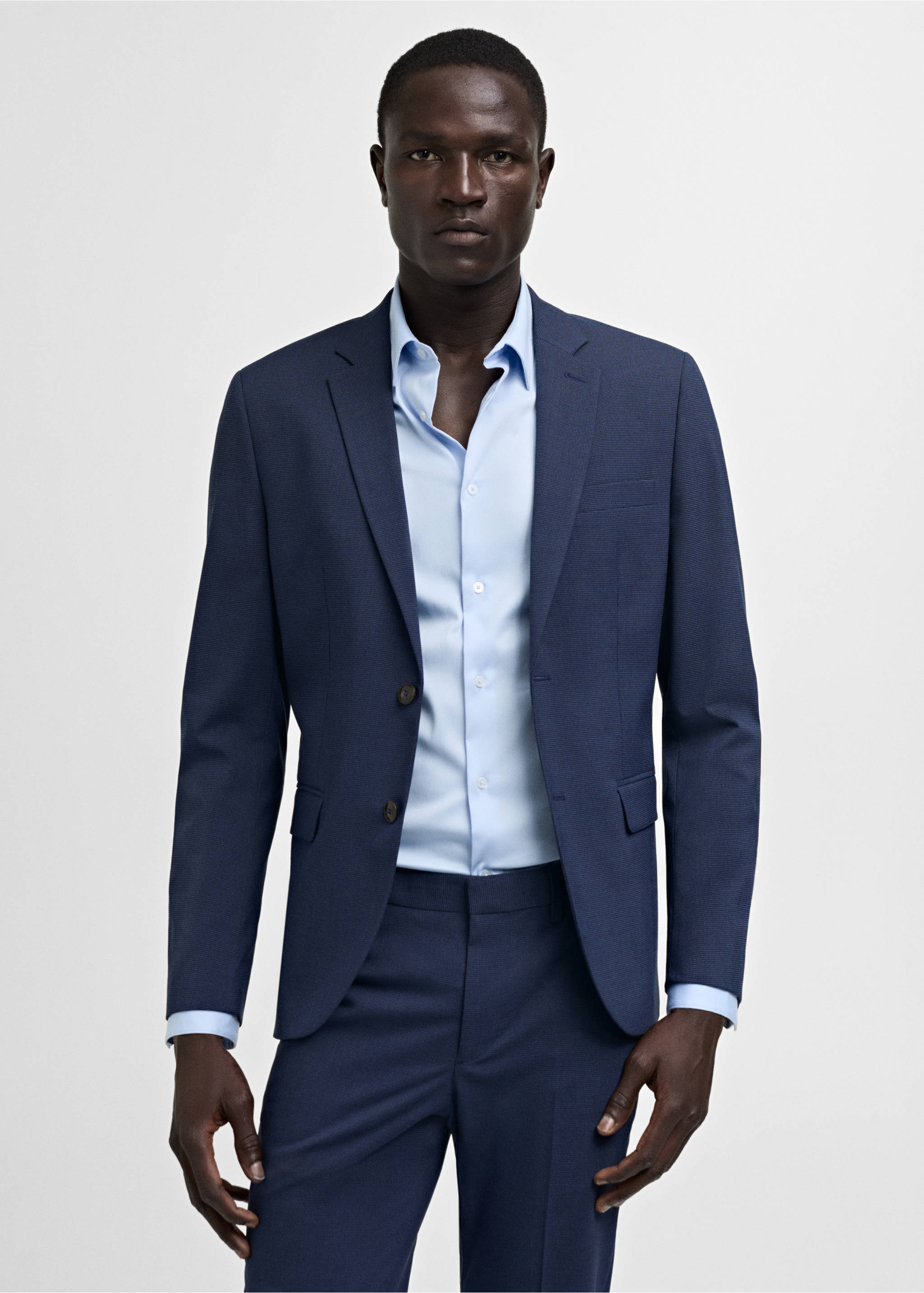Super slim-fit suit jacket in stretch fabric - Medium plane, Ink Blue. Ref: 77020572-00.