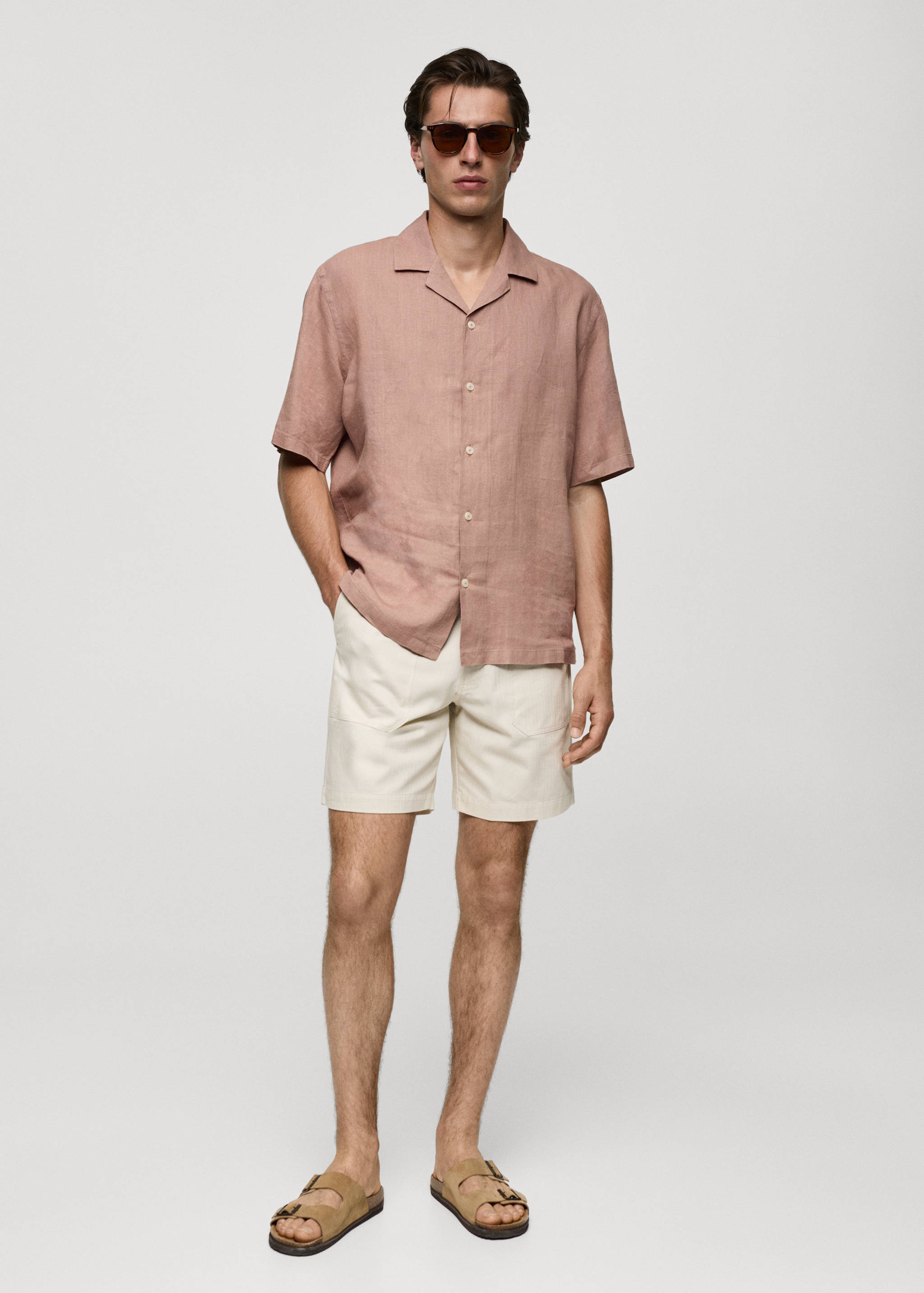 Regular-fit 100% linen shirt - General plane