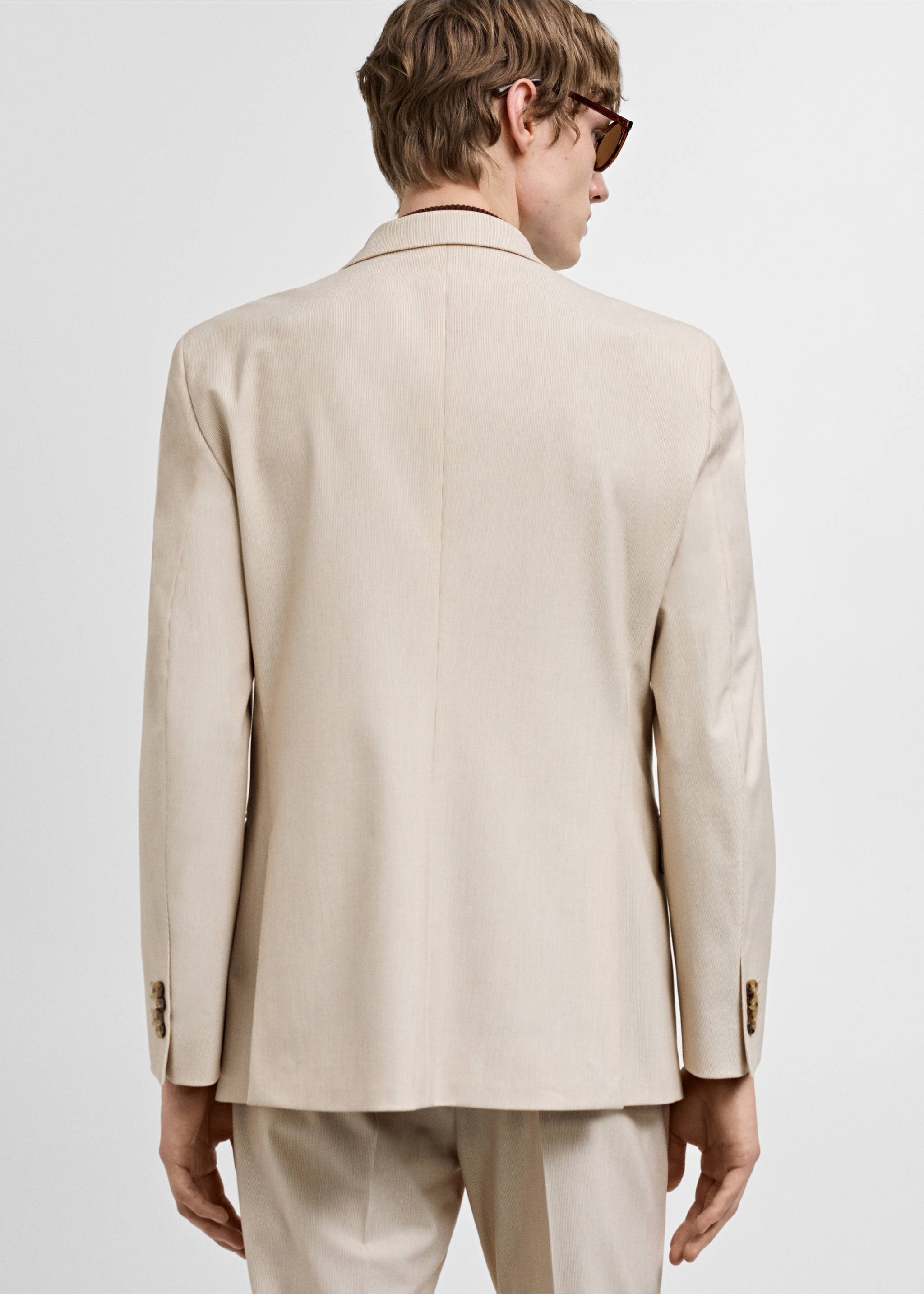 Blazer de fato slim fit de tecido comfort stretch - Verso do artigo, Bege. Ref: 77020574-00.