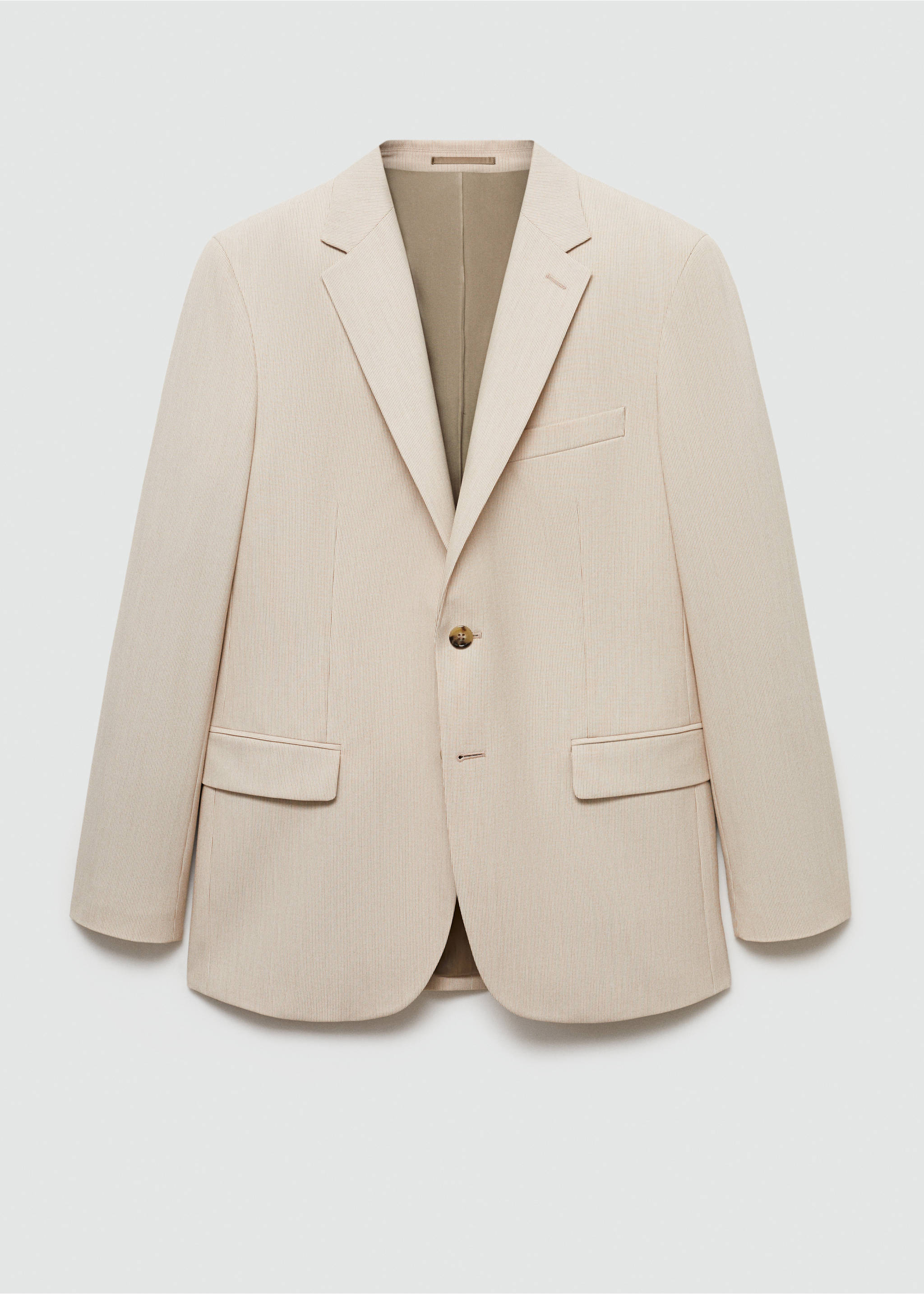 Blazer de fato slim fit de tecido comfort stretch - Artigo sem modelo, Bege. Ref: 77020574-00.